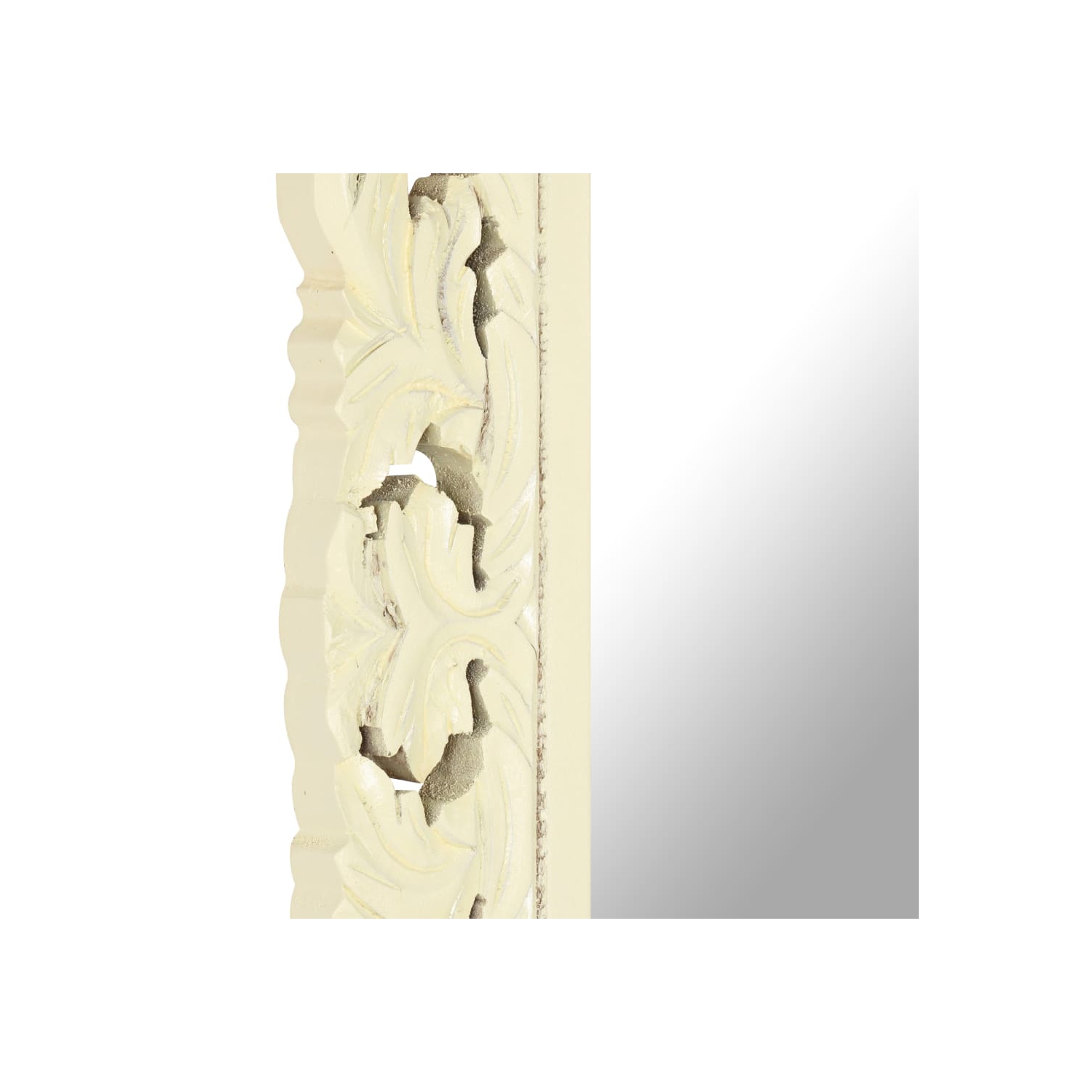 vidaXL Hand Carved Mirror White 31.5"x19.7" Solid Mango Wood