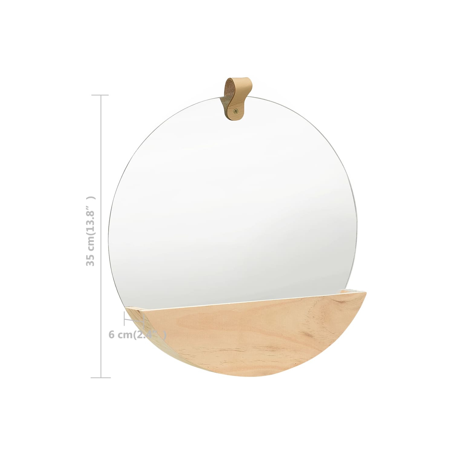vidaXL Wall Mirror Solid Pinewood 13.8"