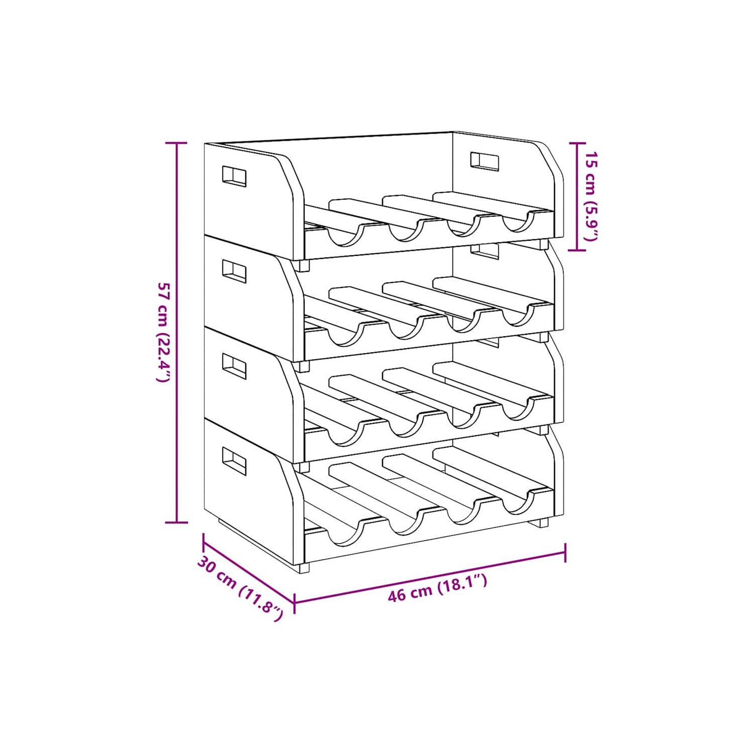 vidaXL Wine Racks 4 pcs for 16 Bottles Solid Reclaimed Wood