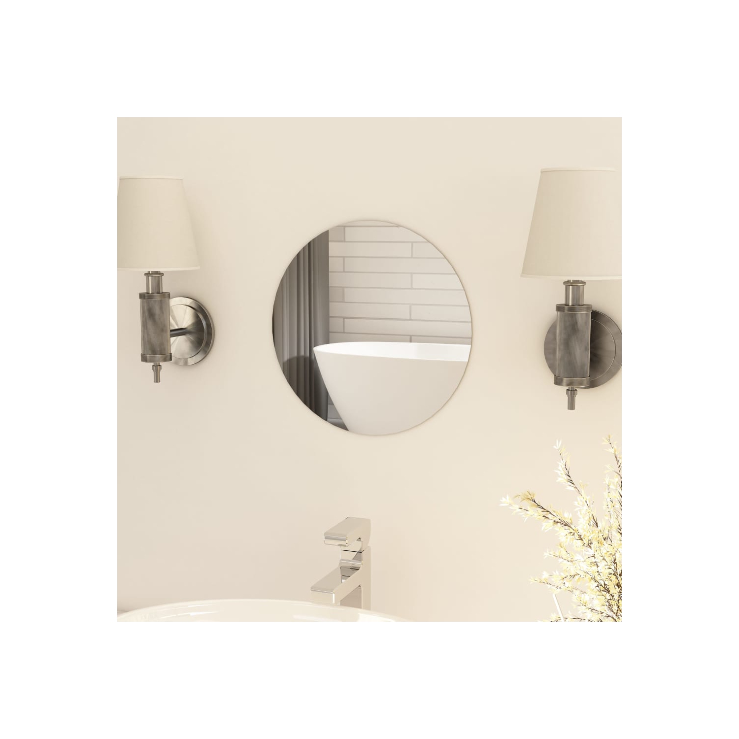 vidaXL Frameless Mirror Round 11.8" Glass
