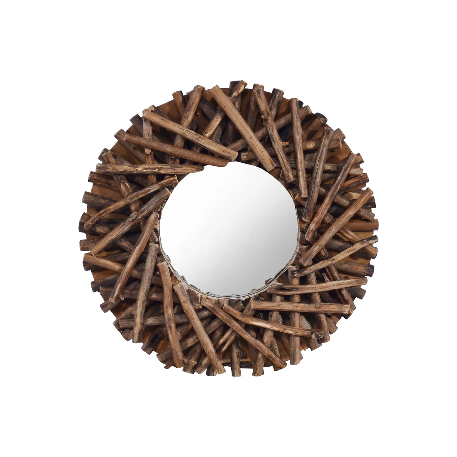 vidaXL Wall Mirror 15.7" Teak Round