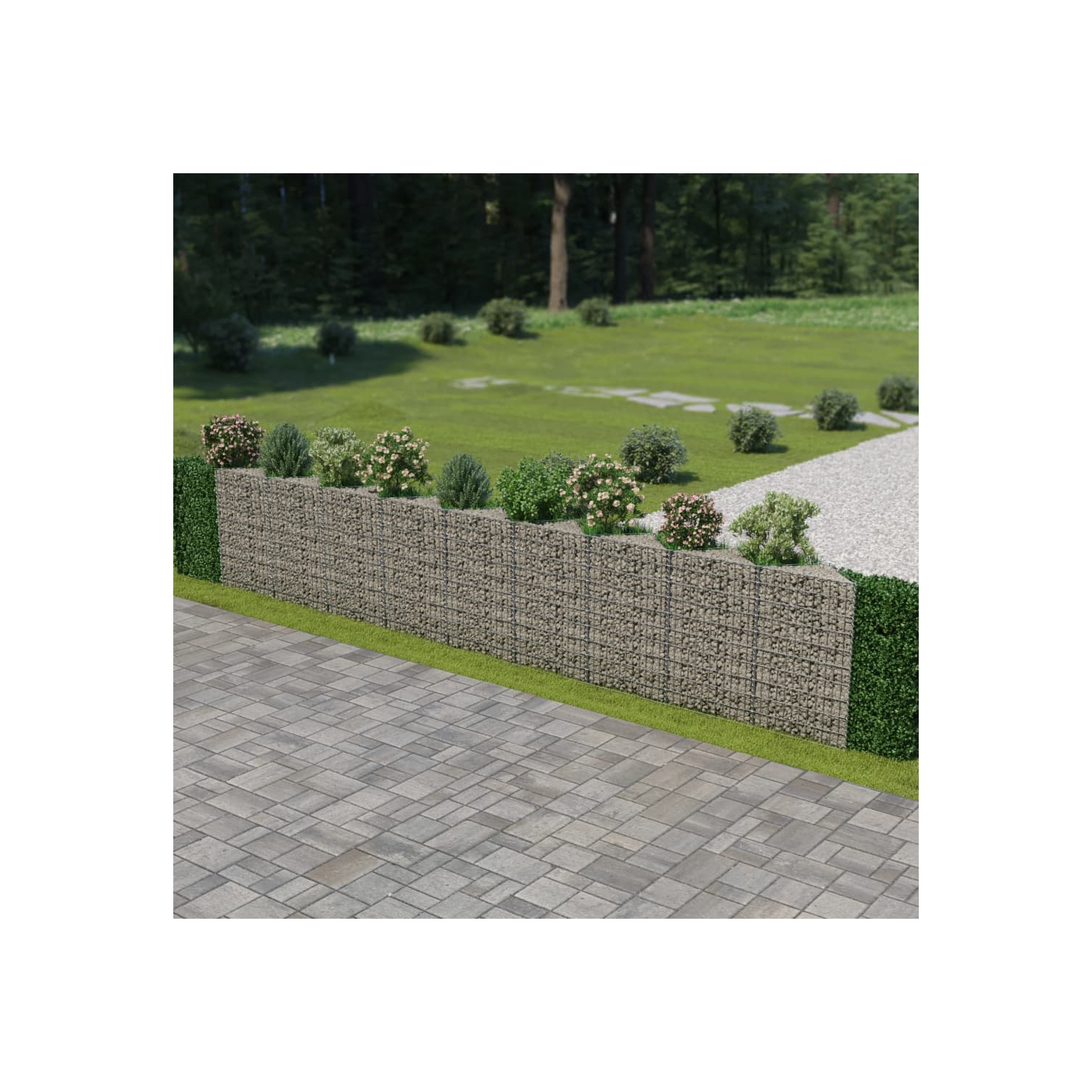 vidaXL Gabion Wall Galvanized Steel 248"x11.8"x39.4"