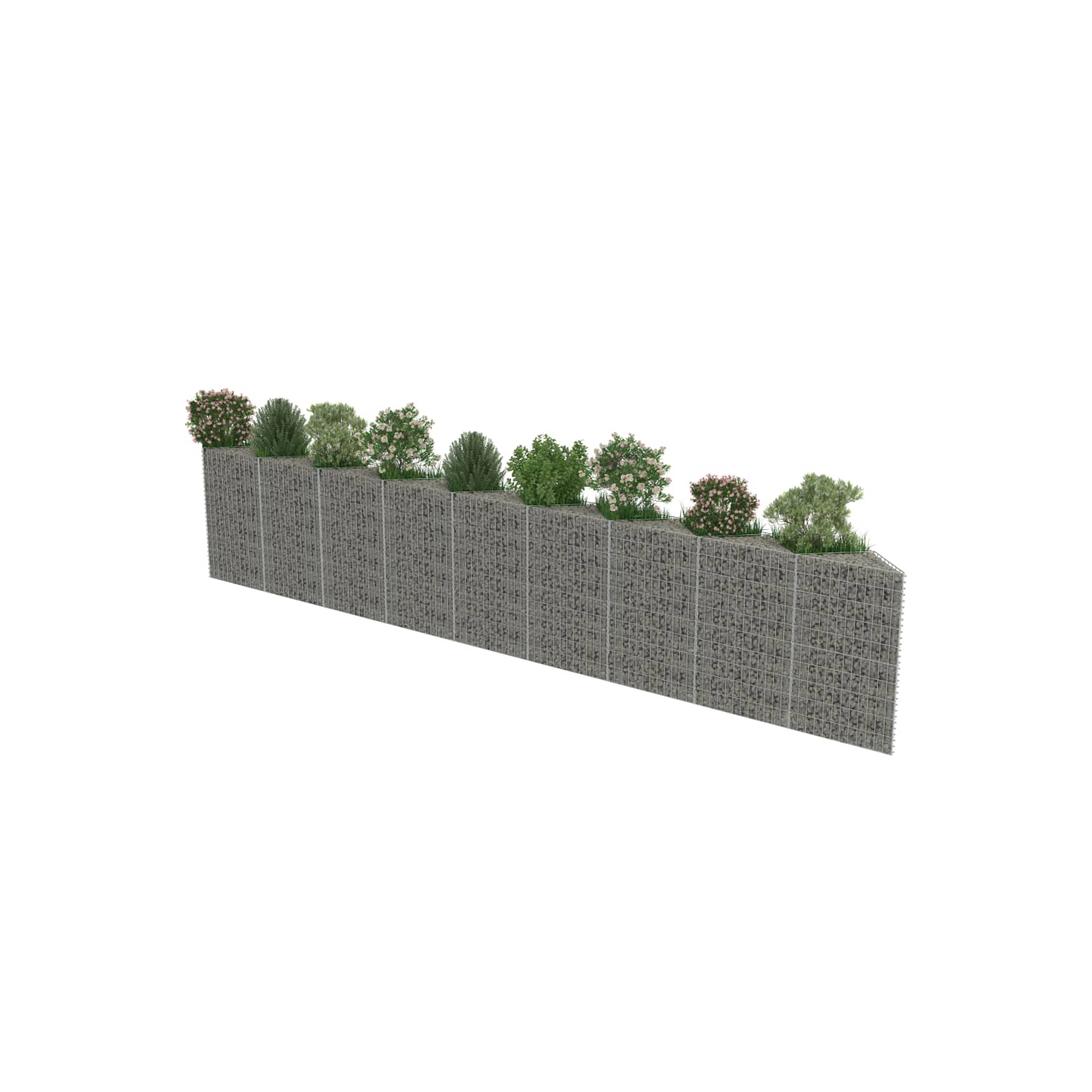vidaXL Gabion Wall Galvanized Steel 248"x11.8"x39.4"