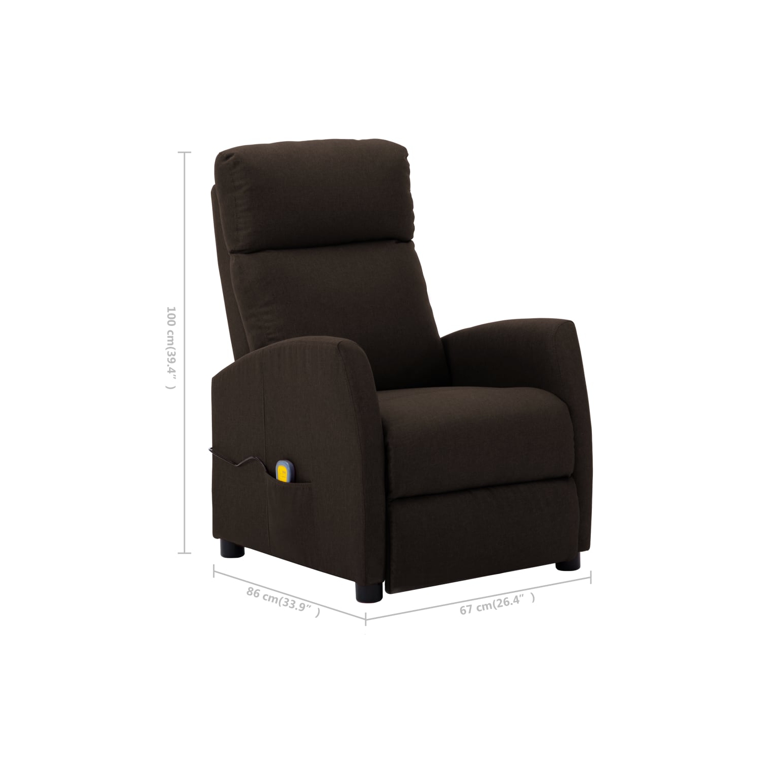 Fauteuil de massage inclinable VidaXL en tissu brun foncé
