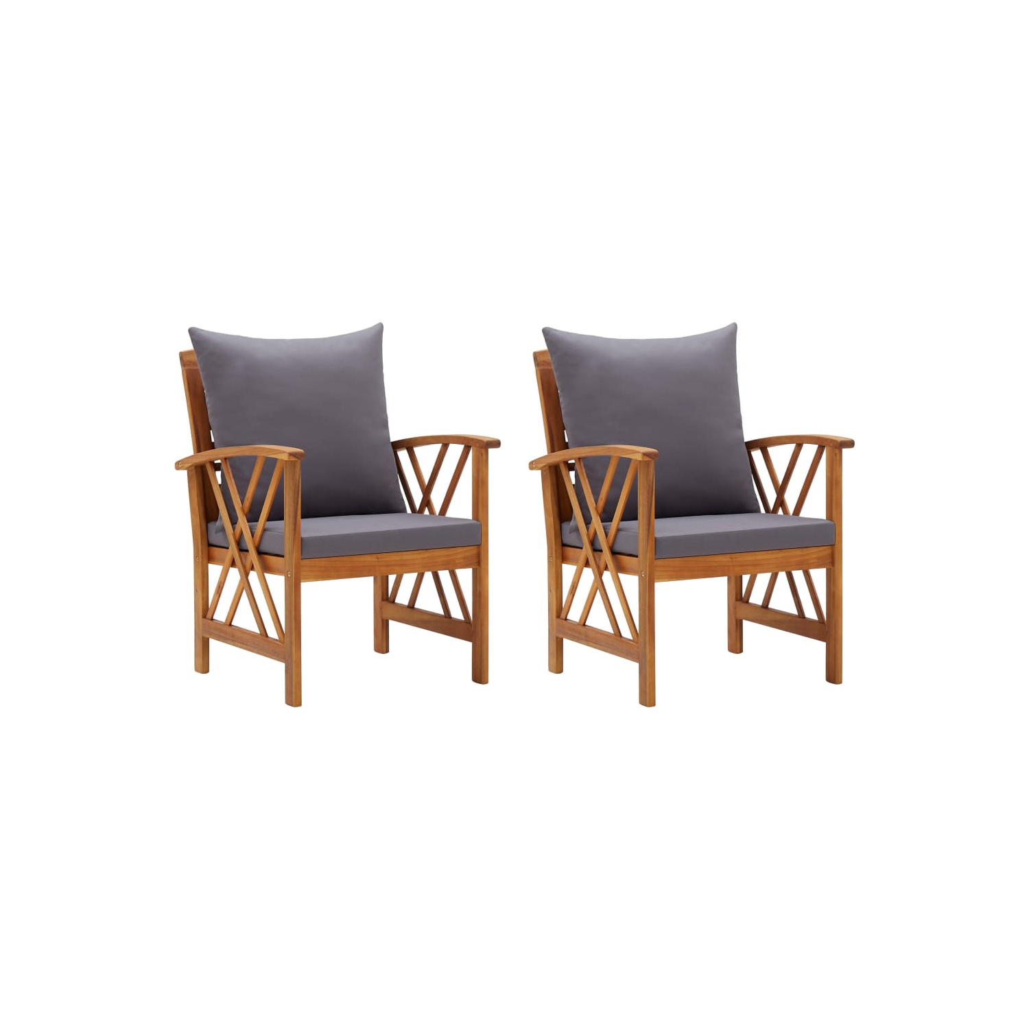 vidaXL Patio Chairs with Cushions 2 pcs Solid Acacia Wood