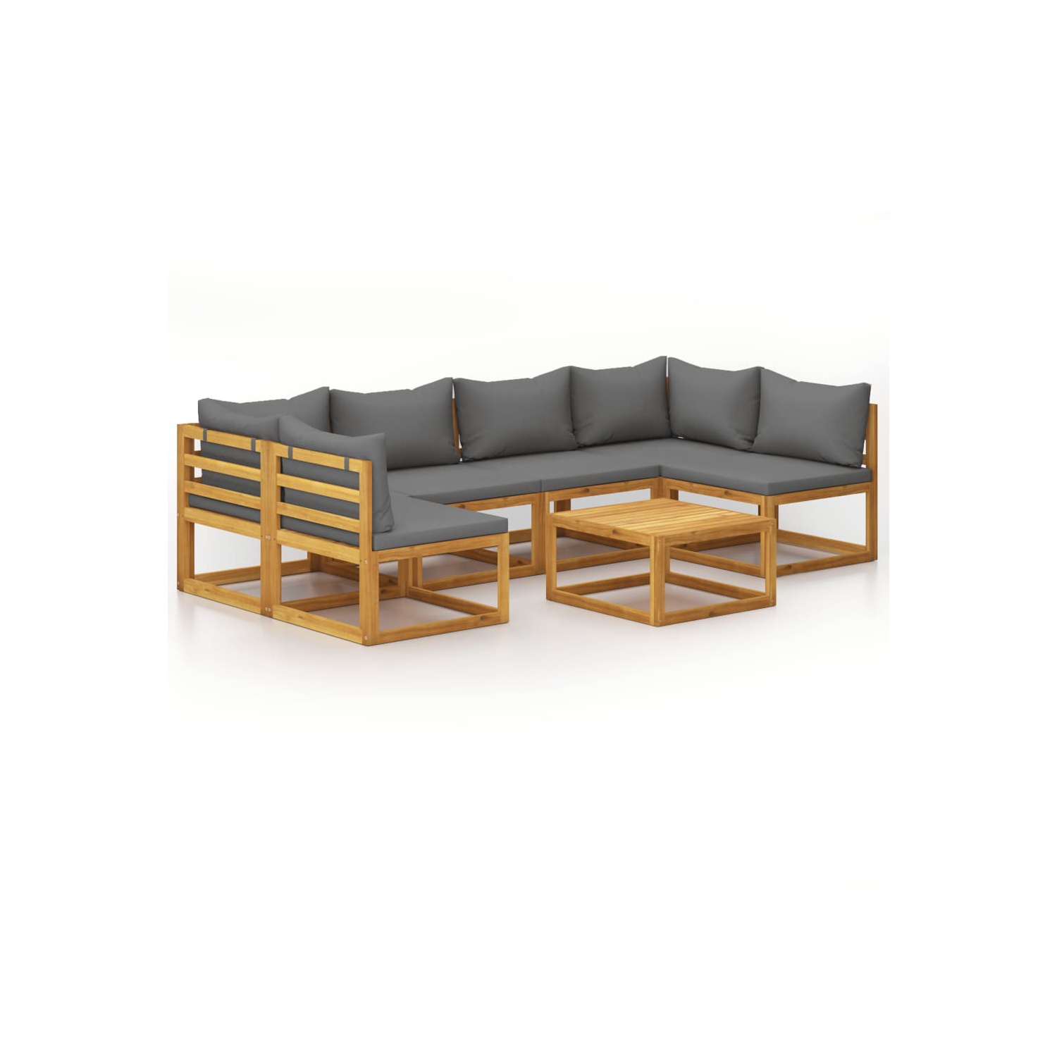 vidaXL 7 Piece Patio Lounge Set with Cushion Solid Acacia Wood