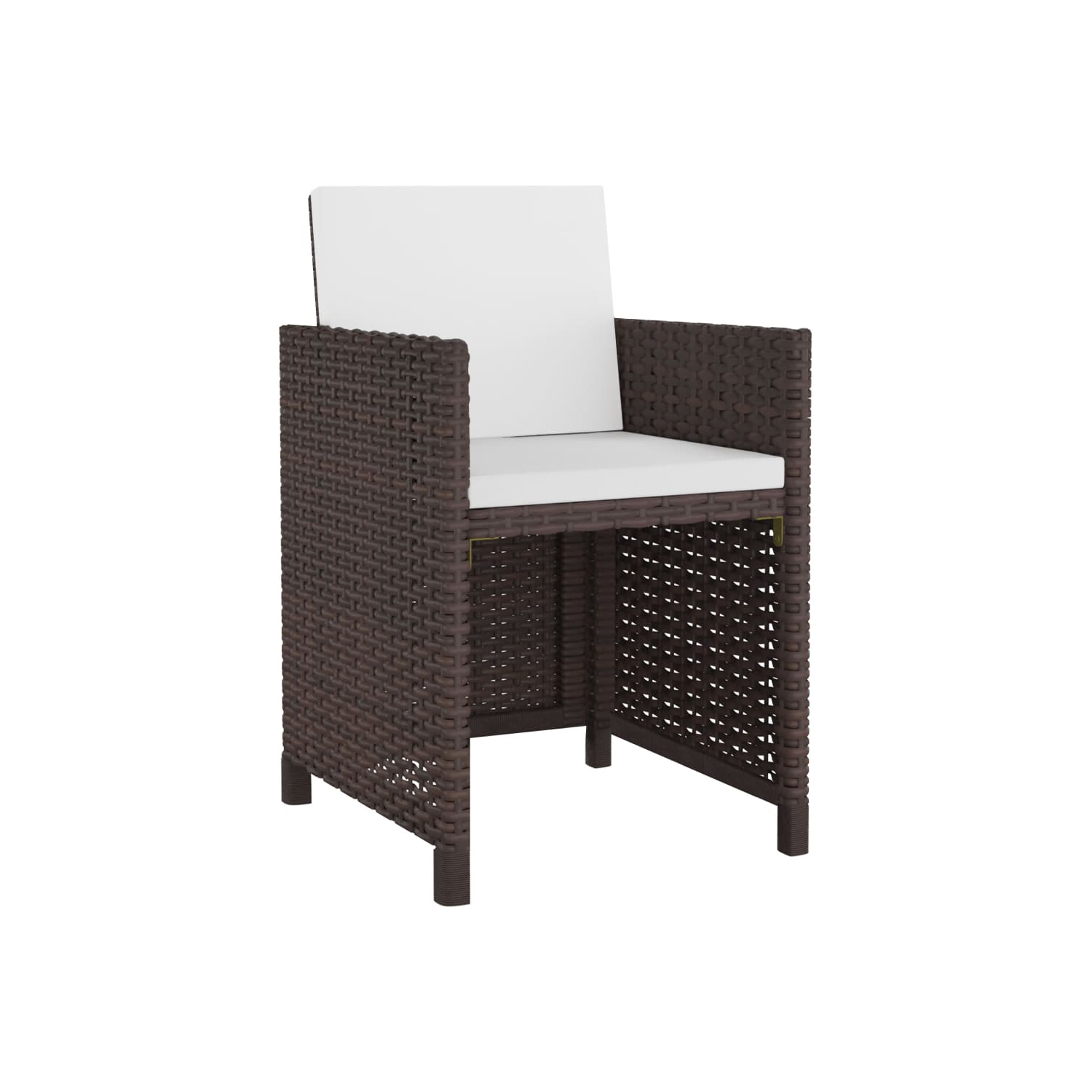 Ensemble de salle à manger de 5 pièces pour patio avec coussins en poly rotin brun