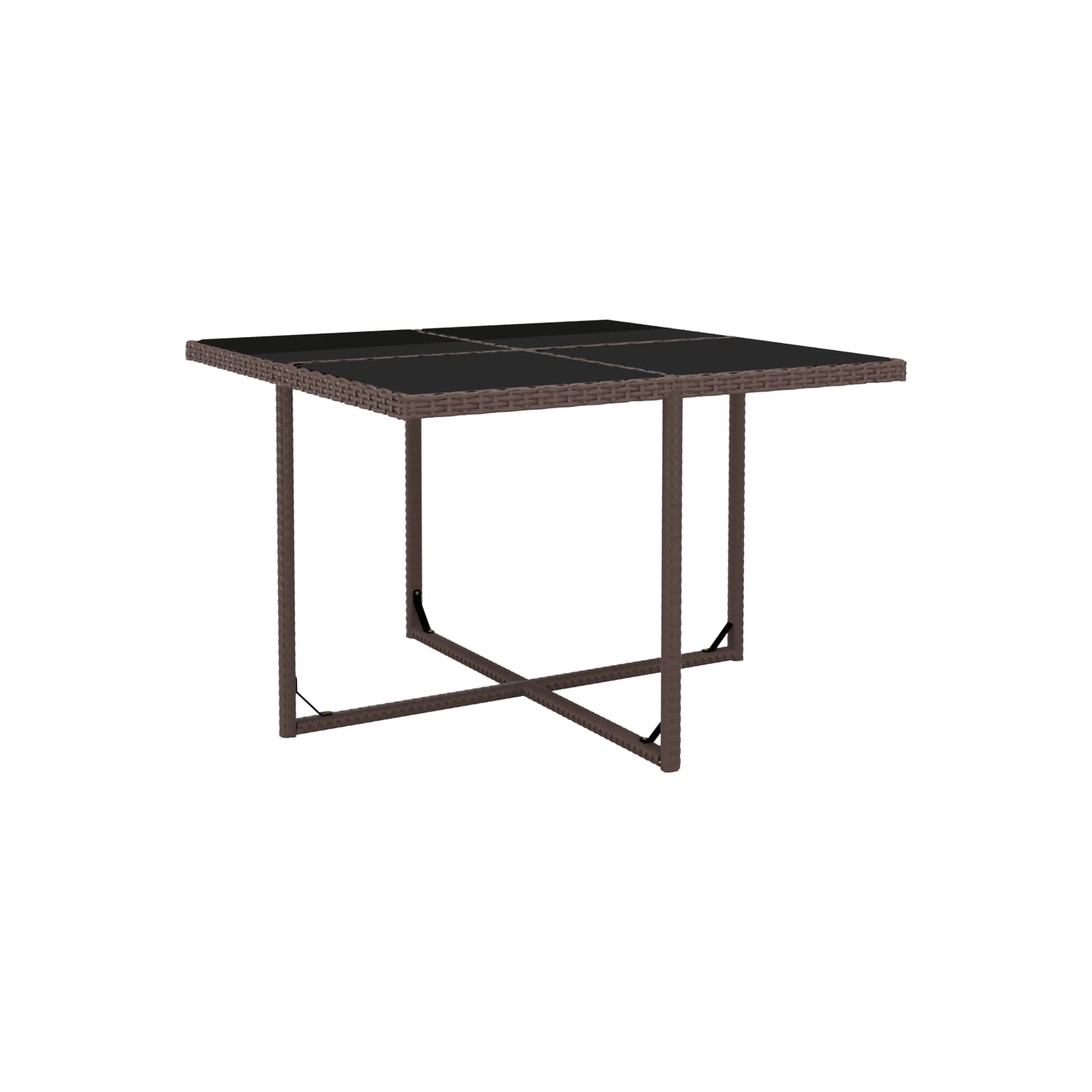 Ensemble de salle à manger de 5 pièces pour patio avec coussins en poly rotin brun