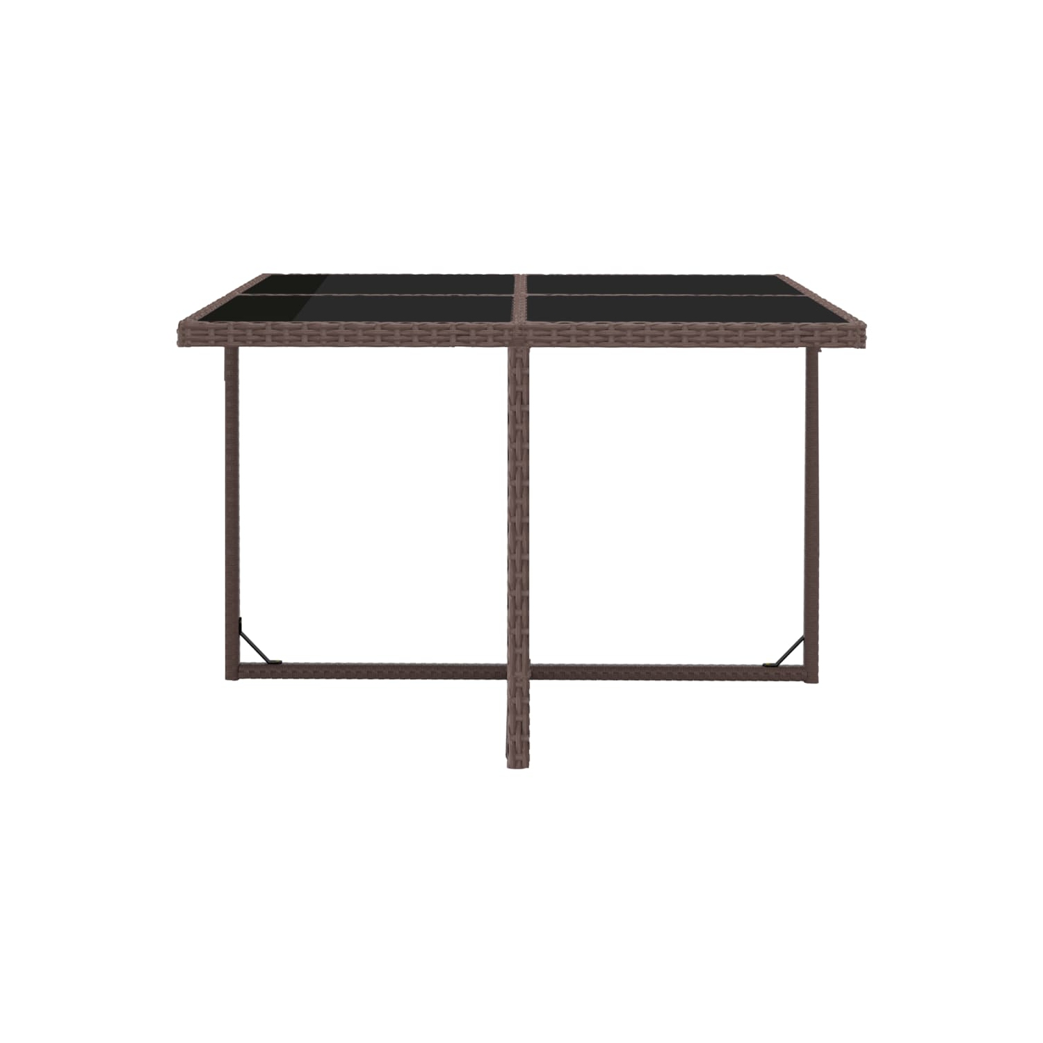 Ensemble de salle à manger de 5 pièces pour patio avec coussins en poly rotin brun