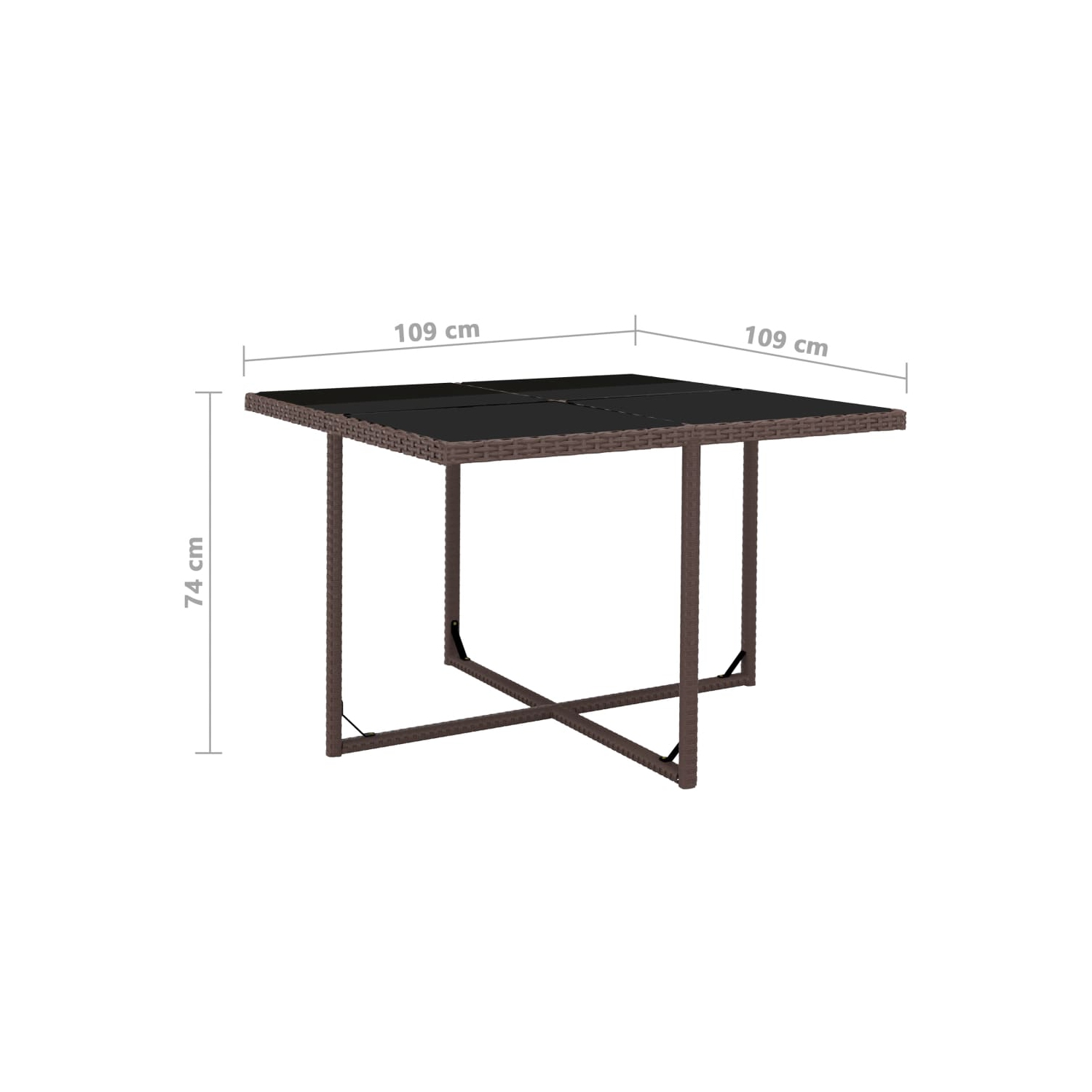 Ensemble de salle à manger de 5 pièces pour patio avec coussins en poly rotin brun