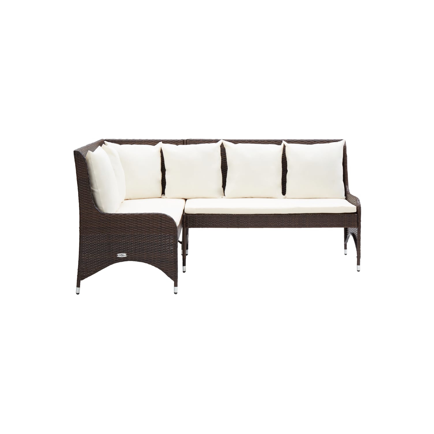 vidaXL Patio Corner Sofas 2 pcs Poly Rattan Brown