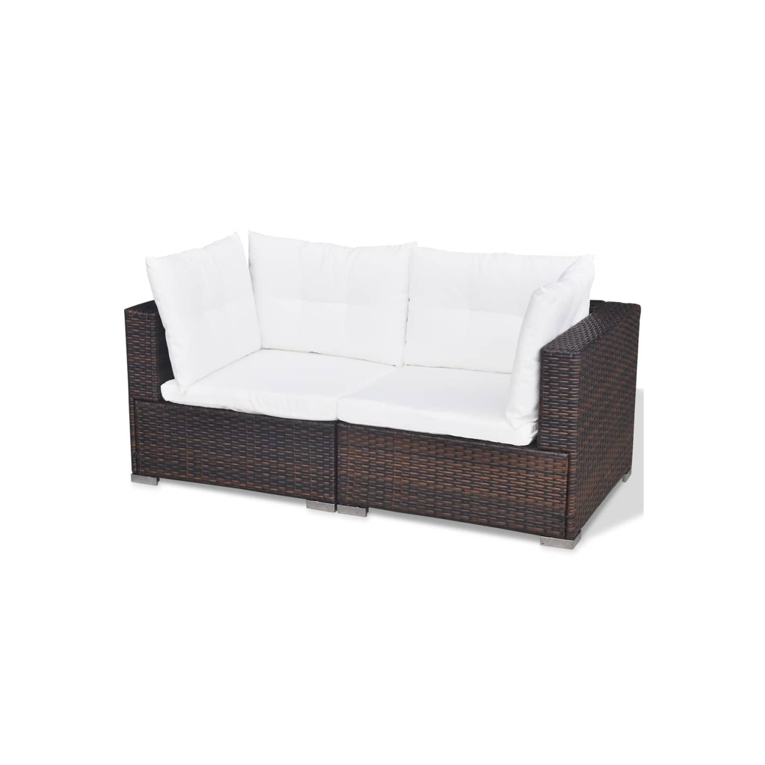 vidaXL 5 Piece Patio Lounge Set with Cushions Poly Rattan Brown