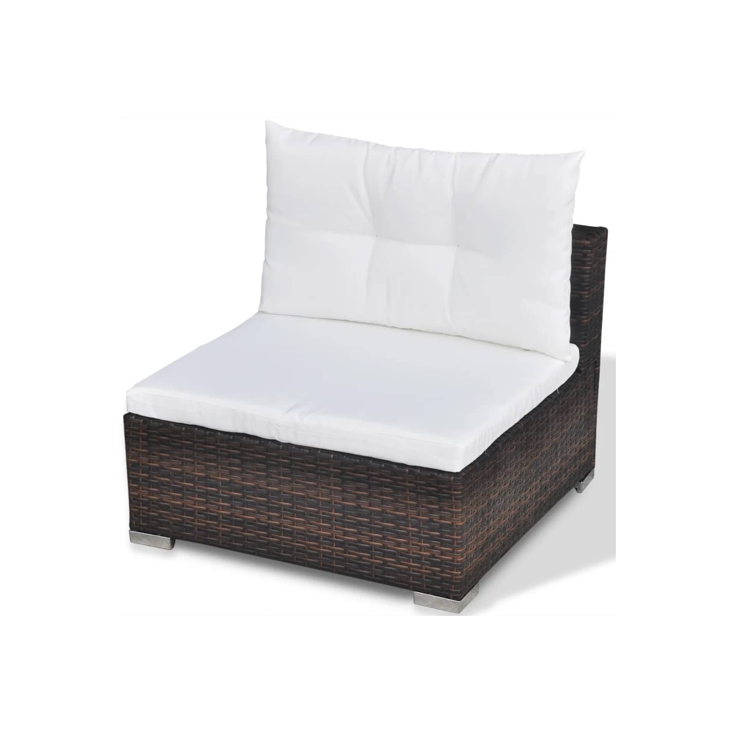 vidaXL 5 Piece Patio Lounge Set with Cushions Poly Rattan Brown