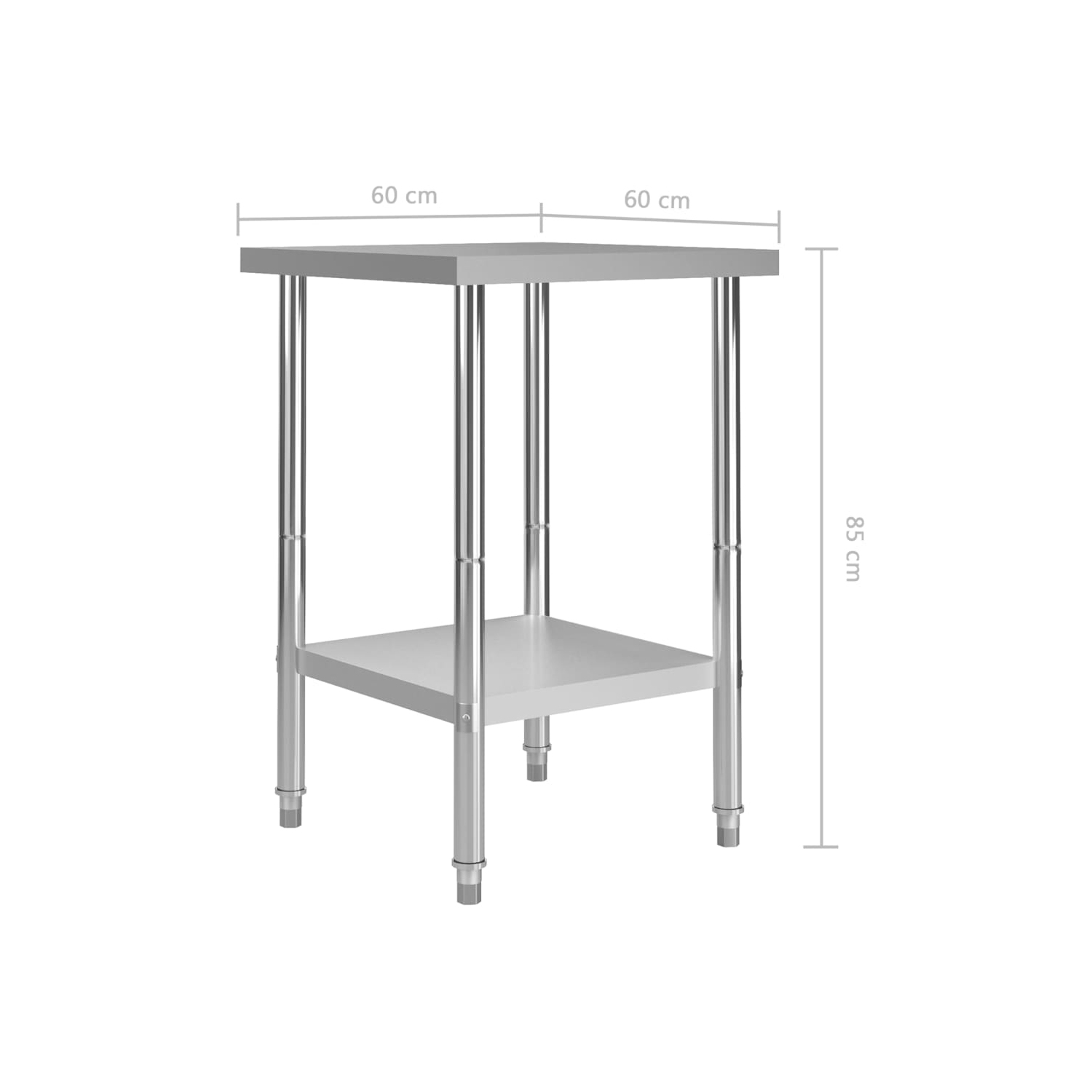 vidaXL Kitchen Work Table 23.6"x23.6"x33.5" Stainless Steel