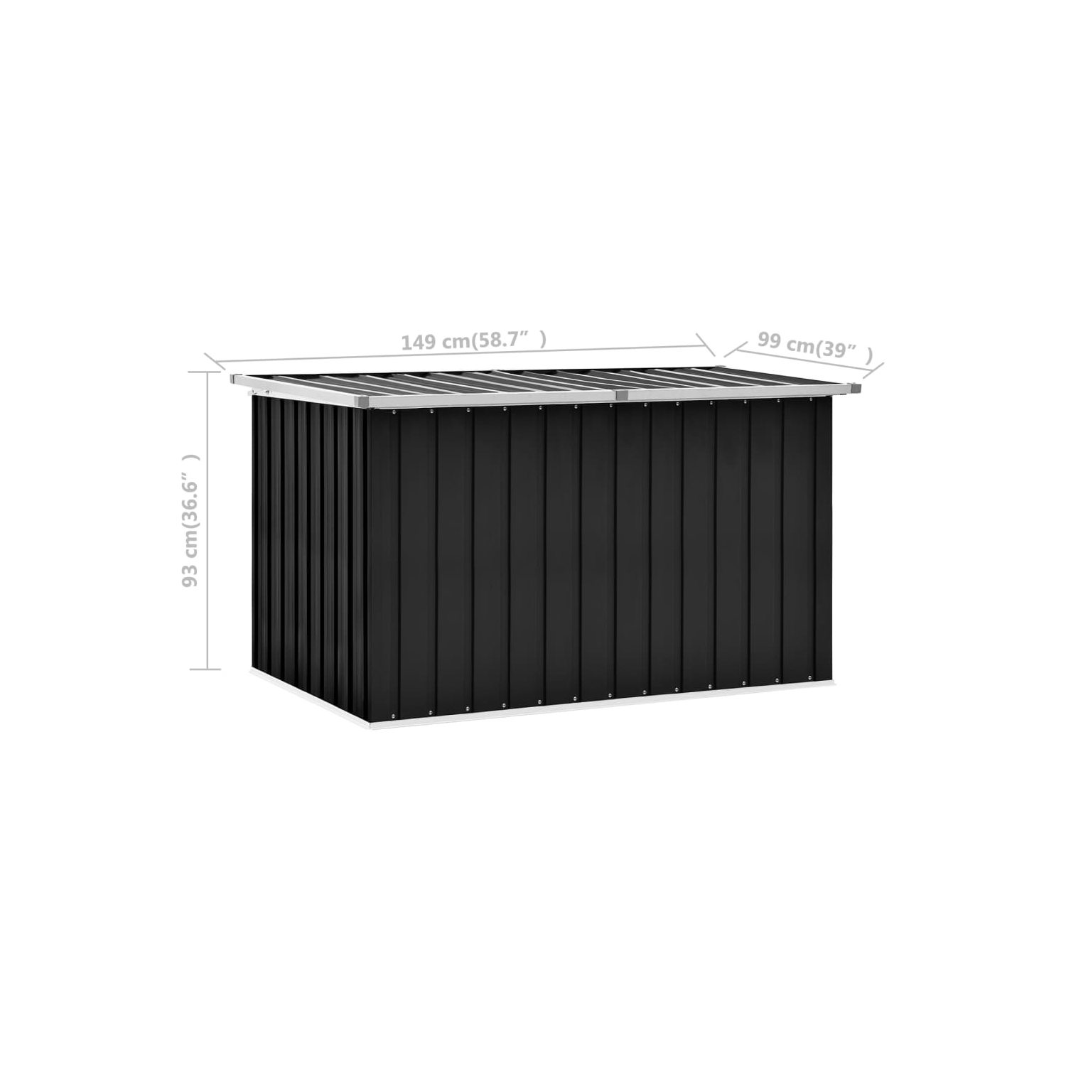 vidaXL Patio Storage Box Anthracite 58.7"x39"x36.6"