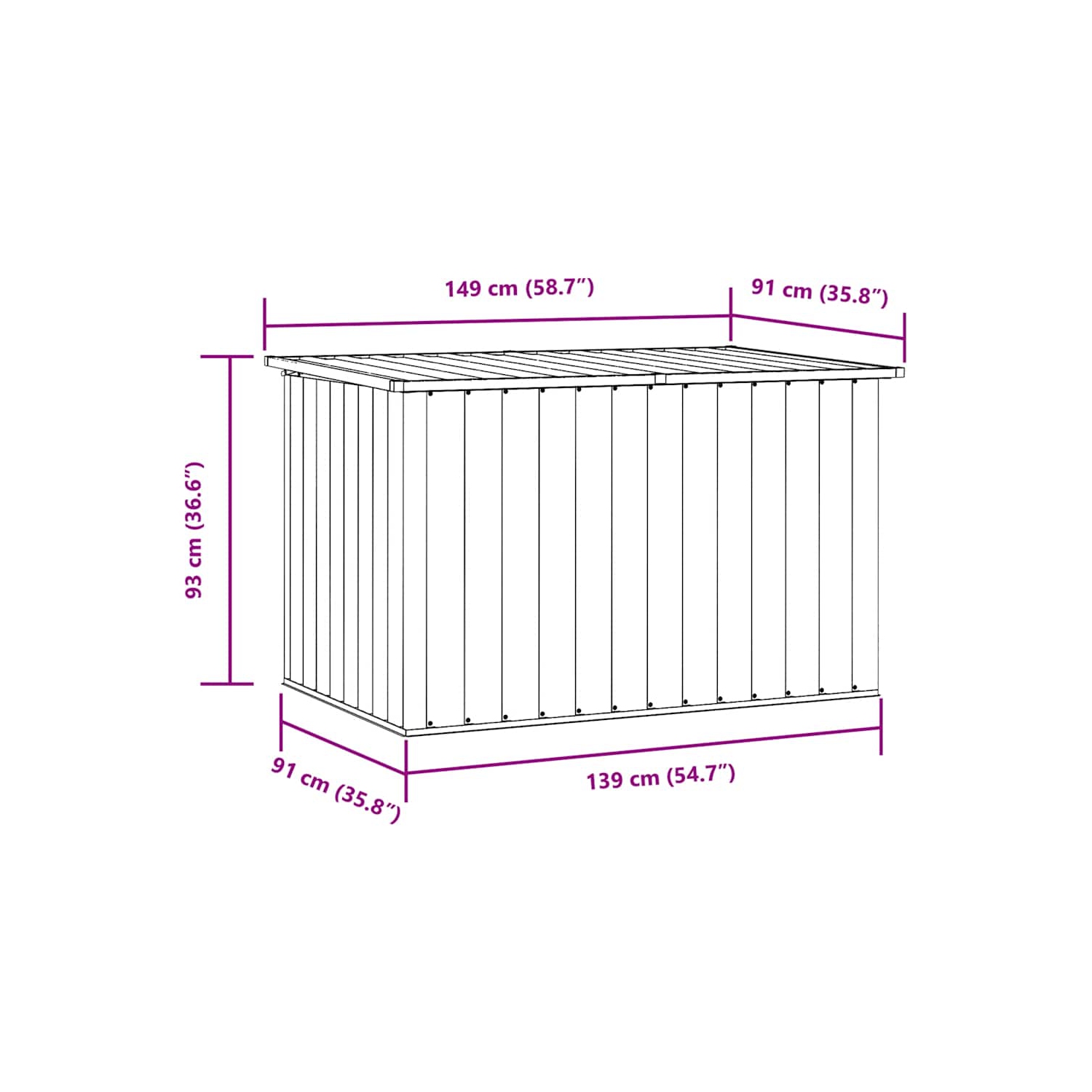 vidaXL Patio Storage Box Anthracite 58.7"x39"x36.6"