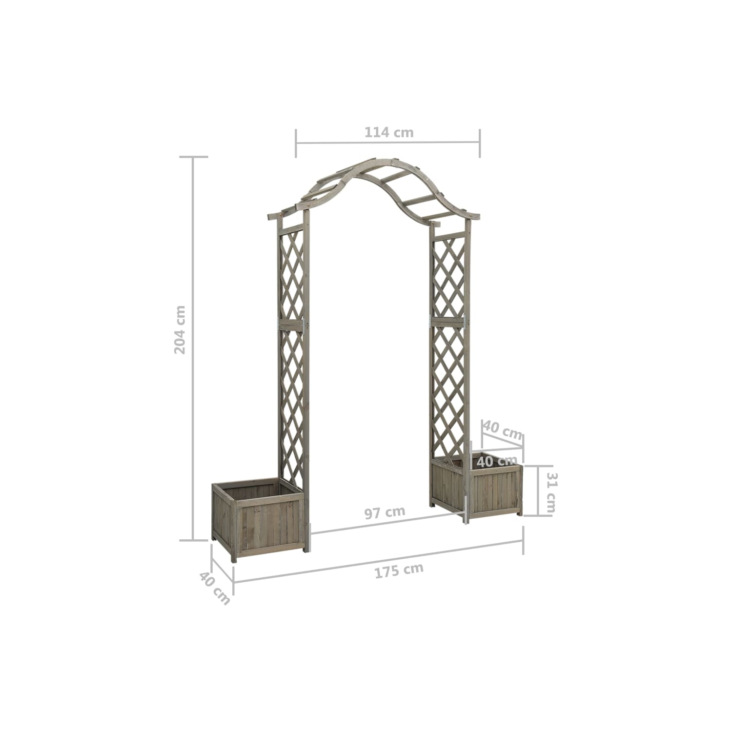 vidaXL Garden Pergola with Planter Gray Solid Firwood