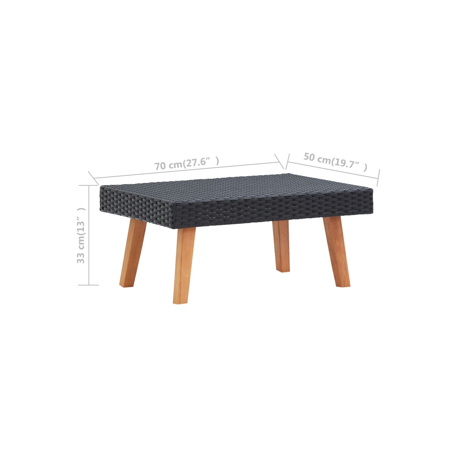 Table basse de patio en poly rotin noir VidaXL