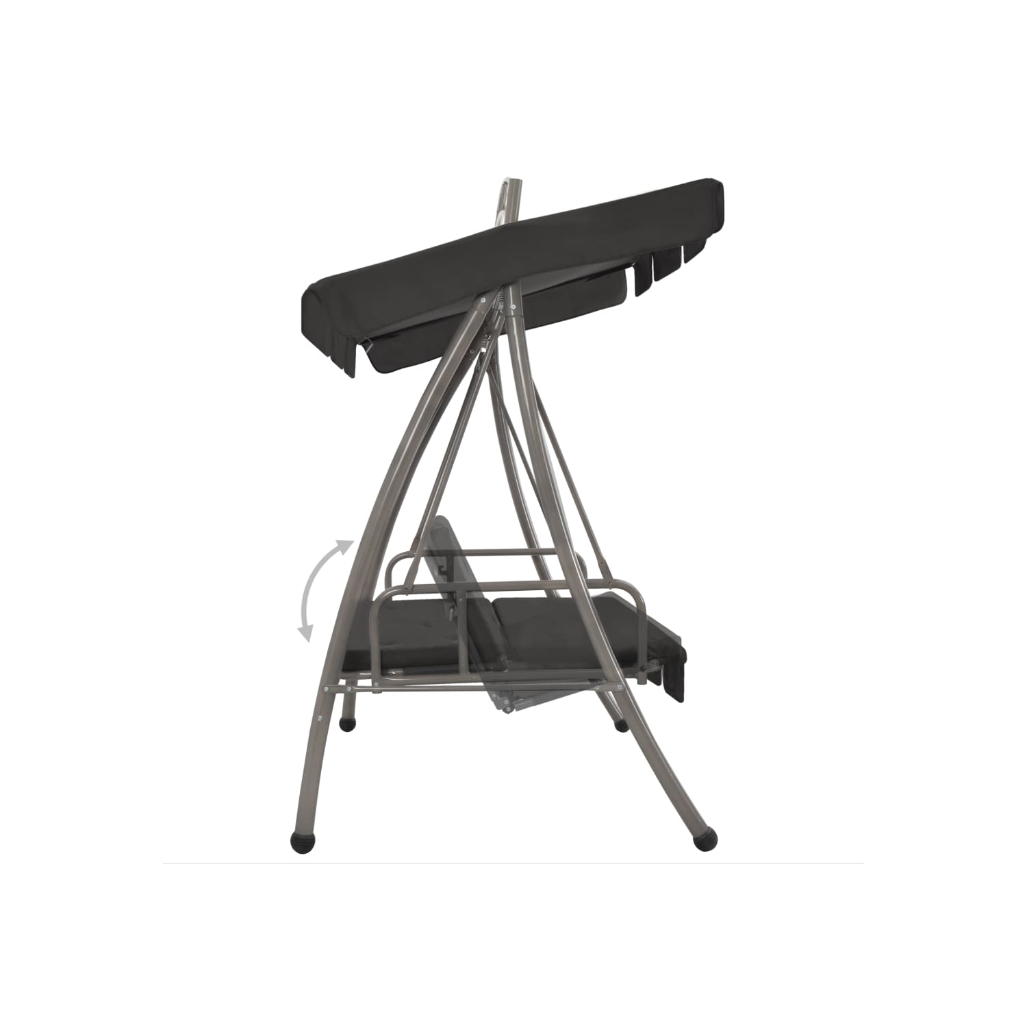 vidaXL Outdoor Convertible Swing Bench with Canopy Anthracite 78"x47.2"x80.7" Steel