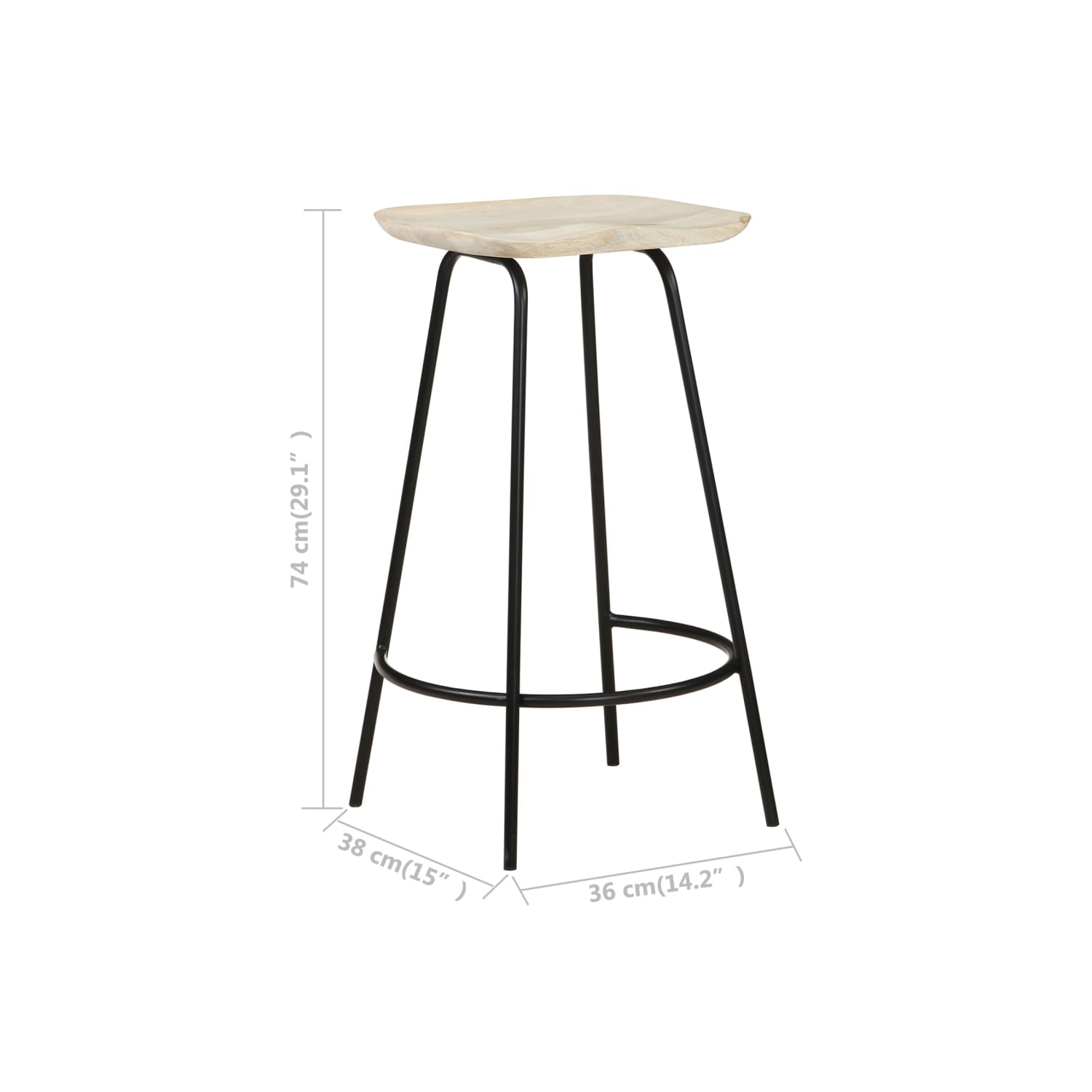 vidaXL Bar Stools 2 pcs Solid Mango Wood