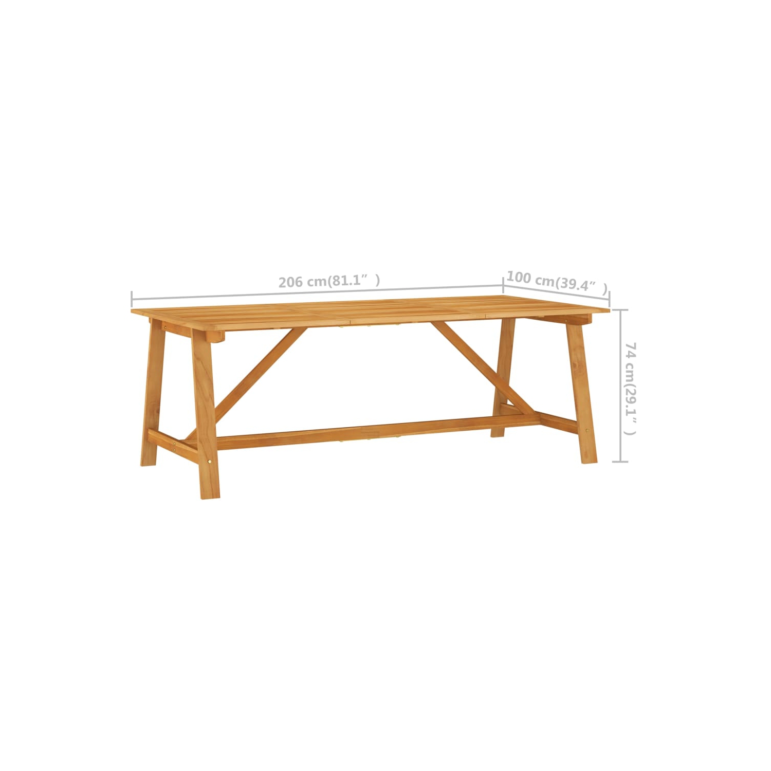 vidaXL Garden Dining Table 81.1"x39.4"x29.1" Solid Acacia Wood