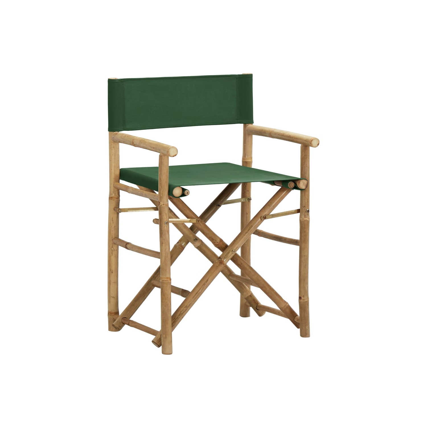 vidaXL Folding Director's Chairs 2 pcs Green Bamboo and Fabric