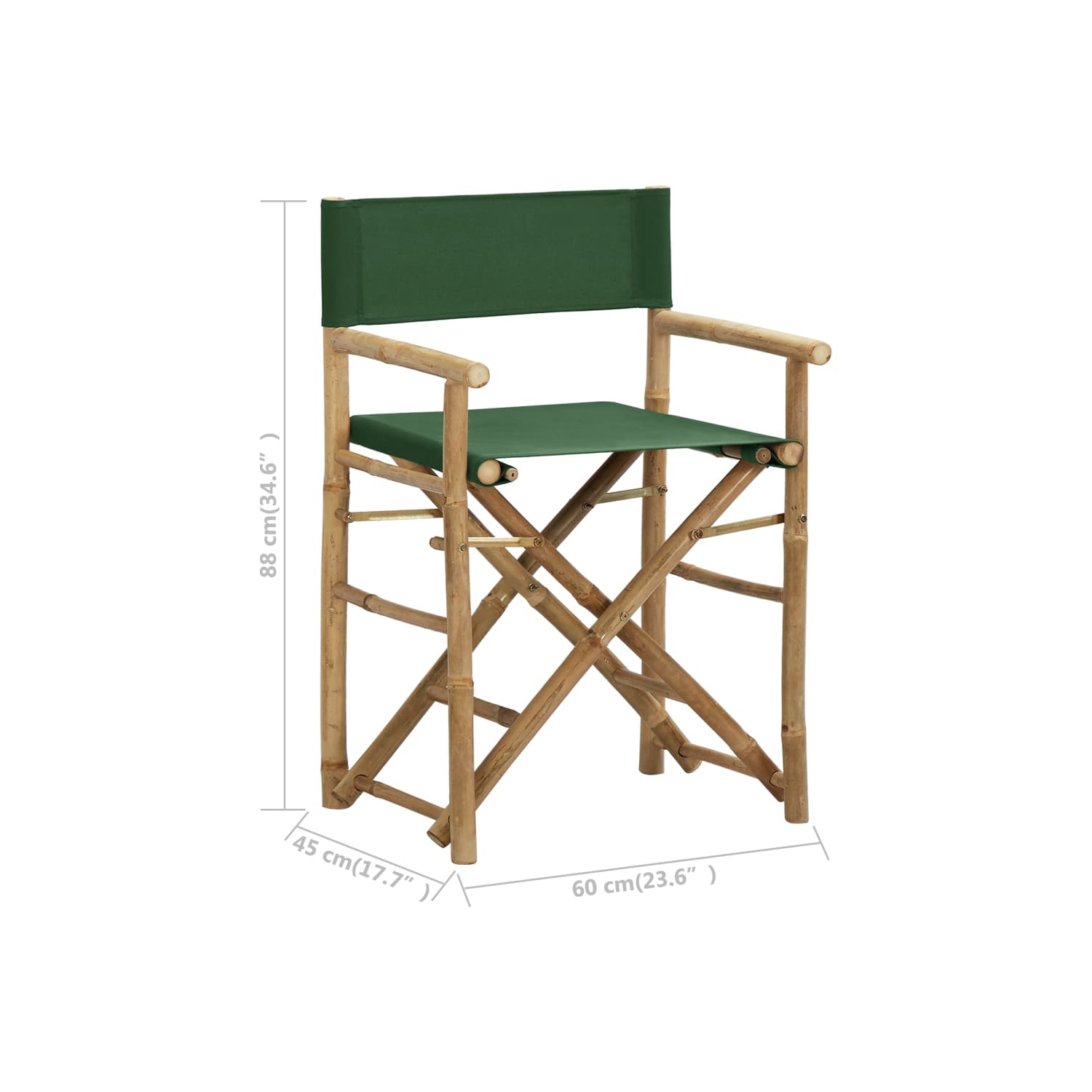 vidaXL Folding Director's Chairs 2 pcs Green Bamboo and Fabric
