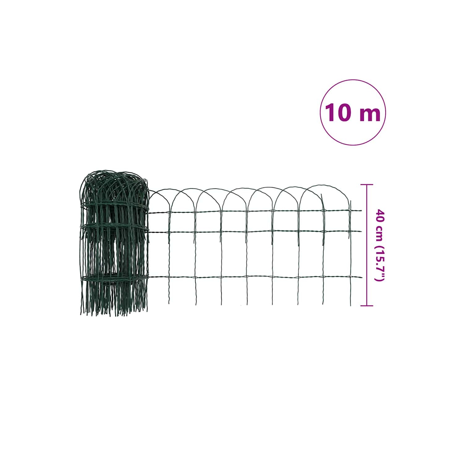 vidaXL Garden Border Fence Powder-coated Iron 32.8'x1.3'