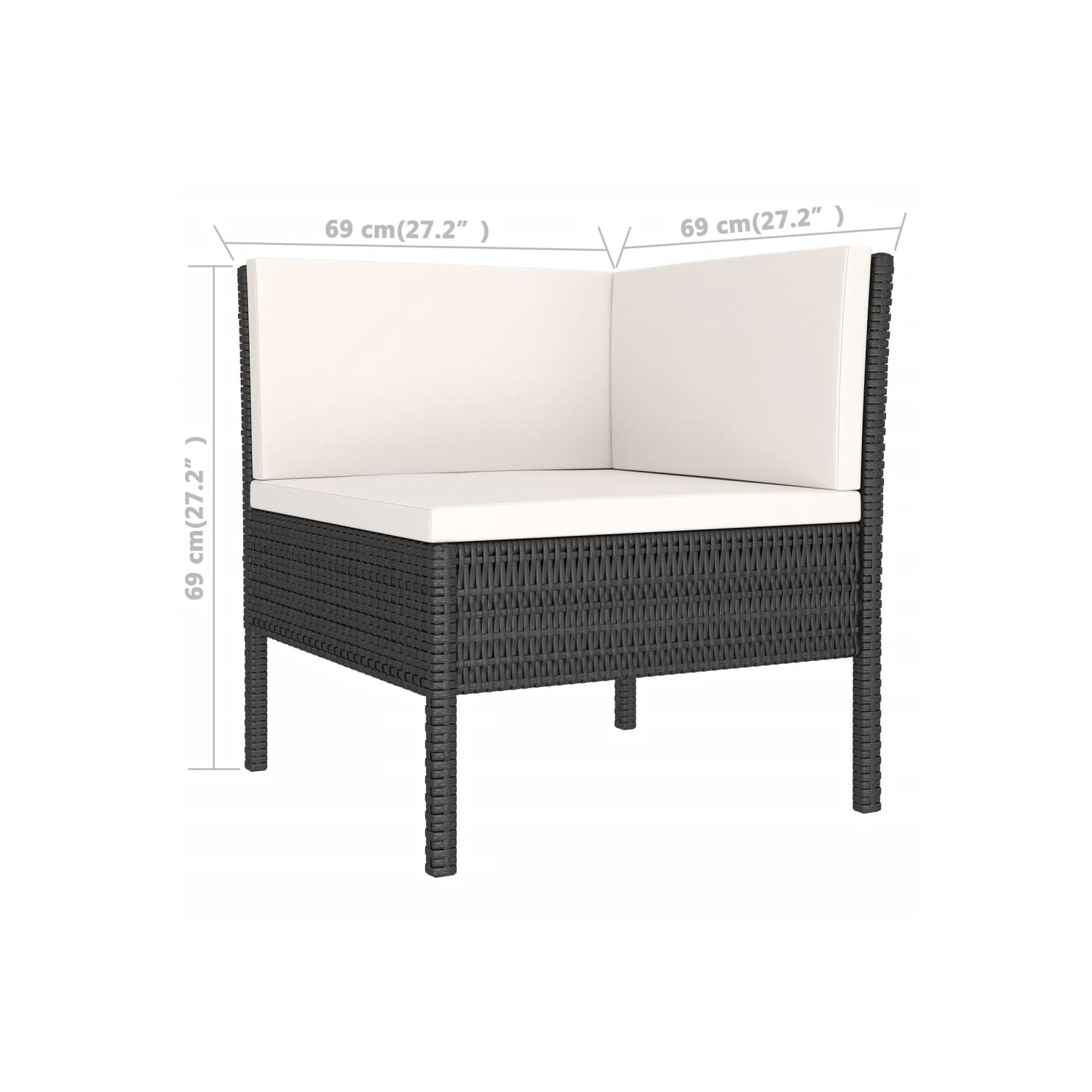 vidaXL 6 Piece Patio Lounge Set with Cushions Poly Rattan Black