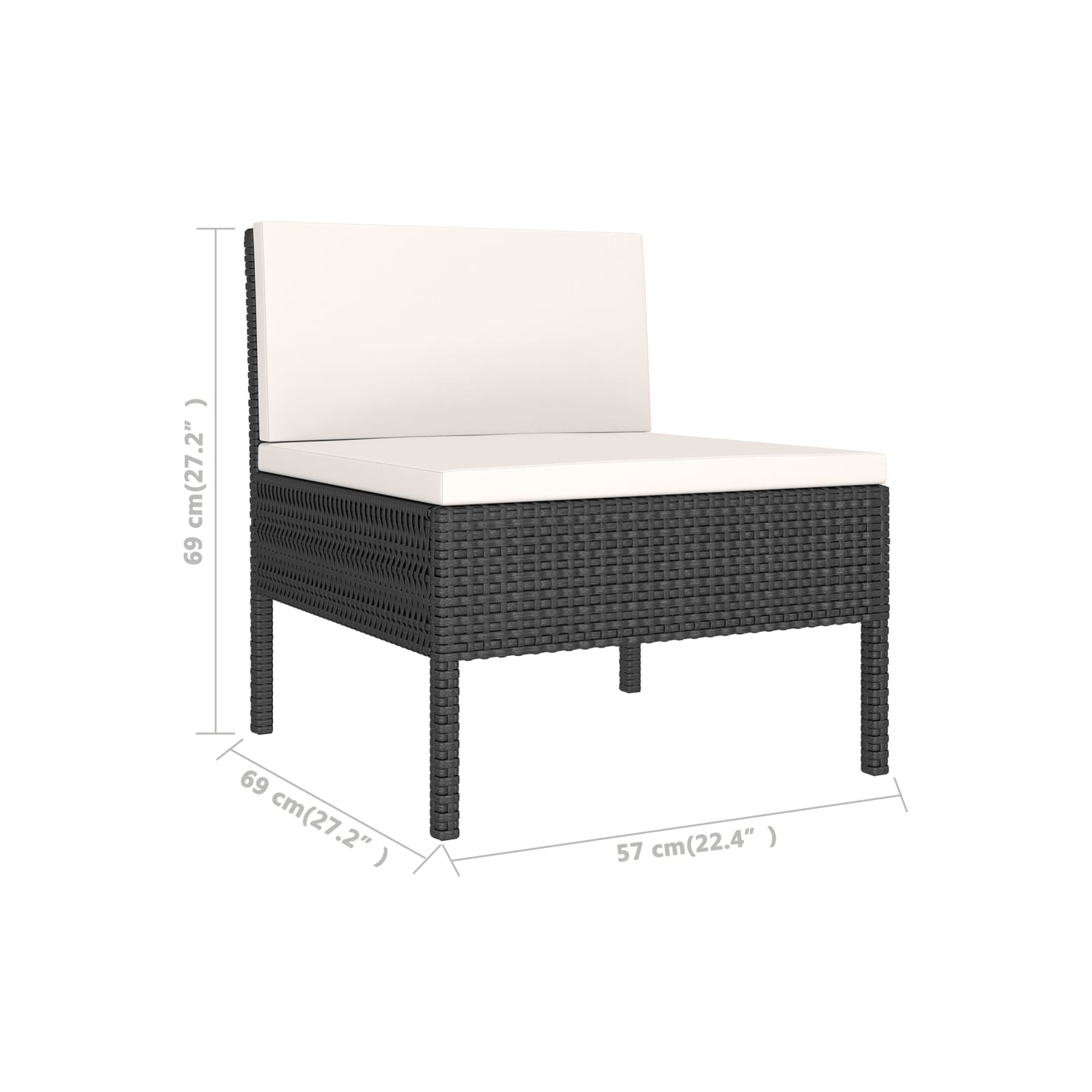 vidaXL 6 Piece Patio Lounge Set with Cushions Poly Rattan Black