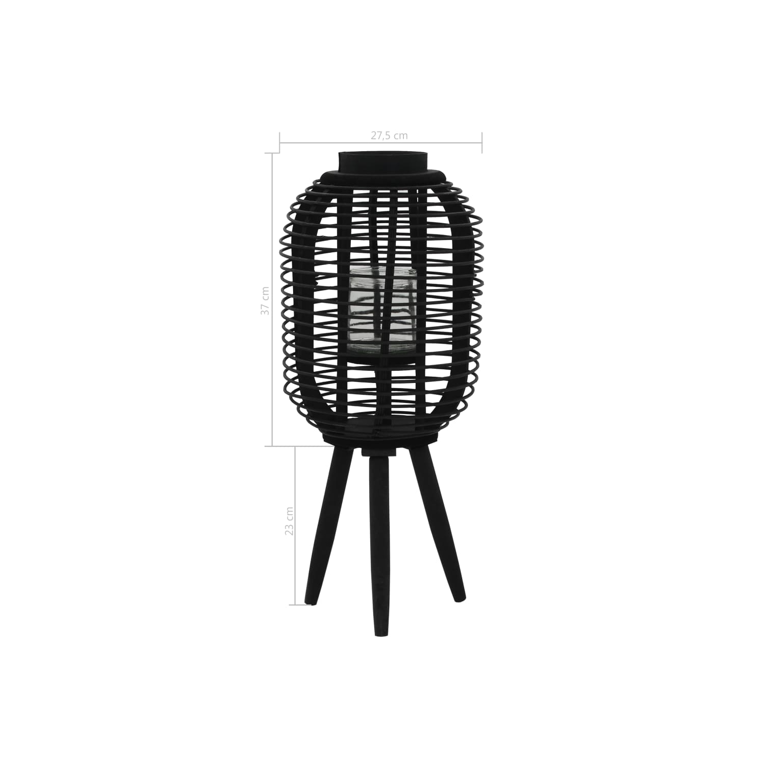 Porte-bougie autonome style lanterne ViddaXL, noir bambou