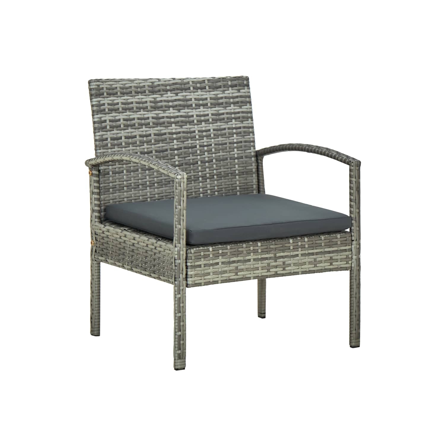 vidaXL Patio Chair with Cushion Poly Rattan Gray