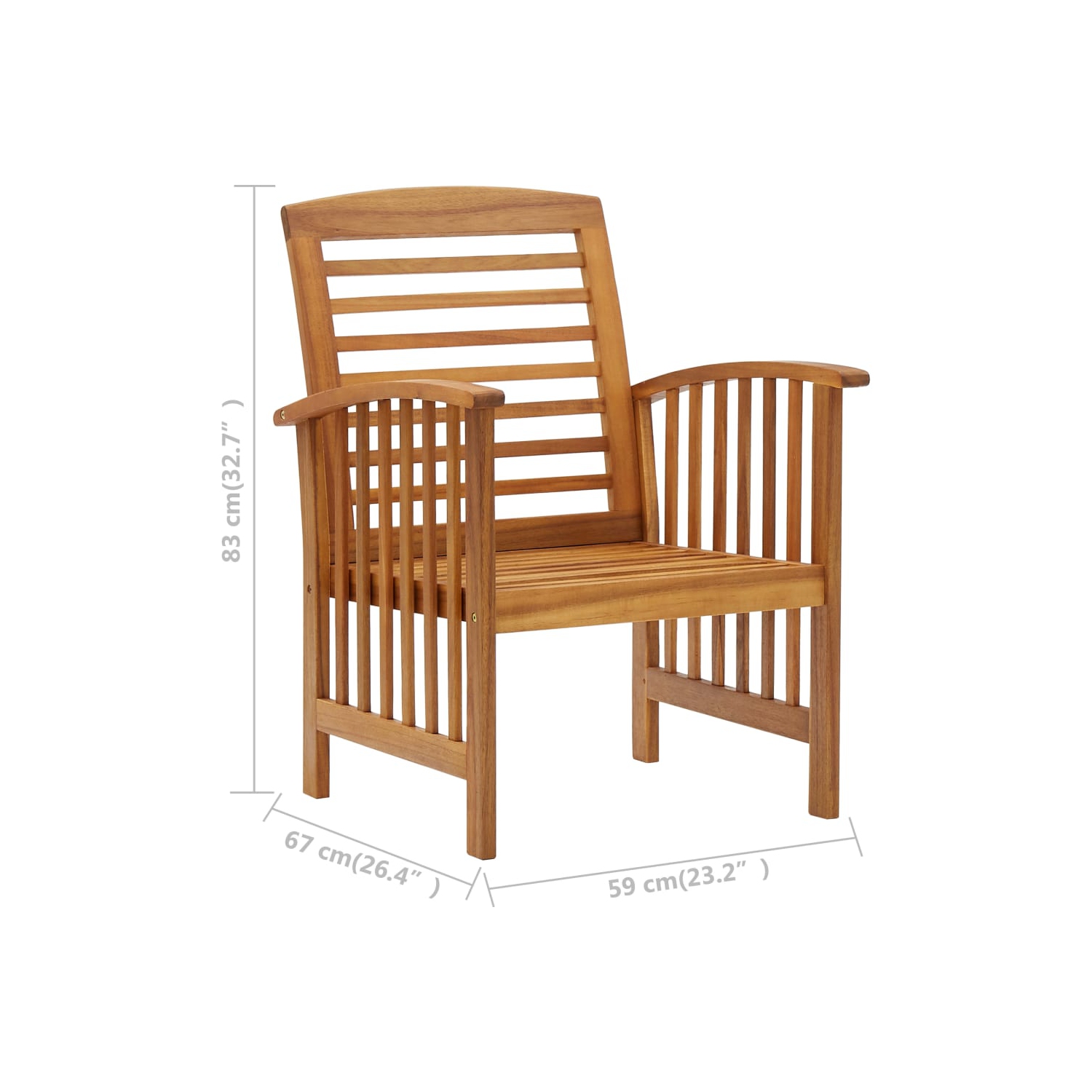 vidaXL Patio Chairs 2 pcs Solid Acacia Wood