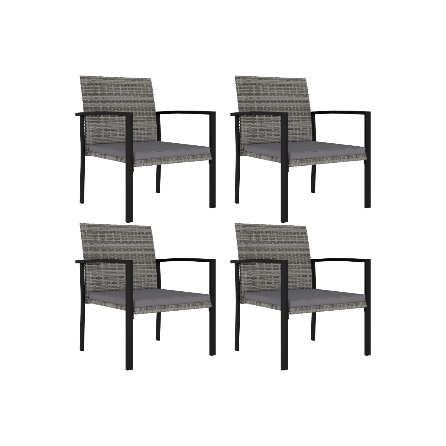 vidaXL Patio Dining Chairs 4 pcs Poly Rattan Gray