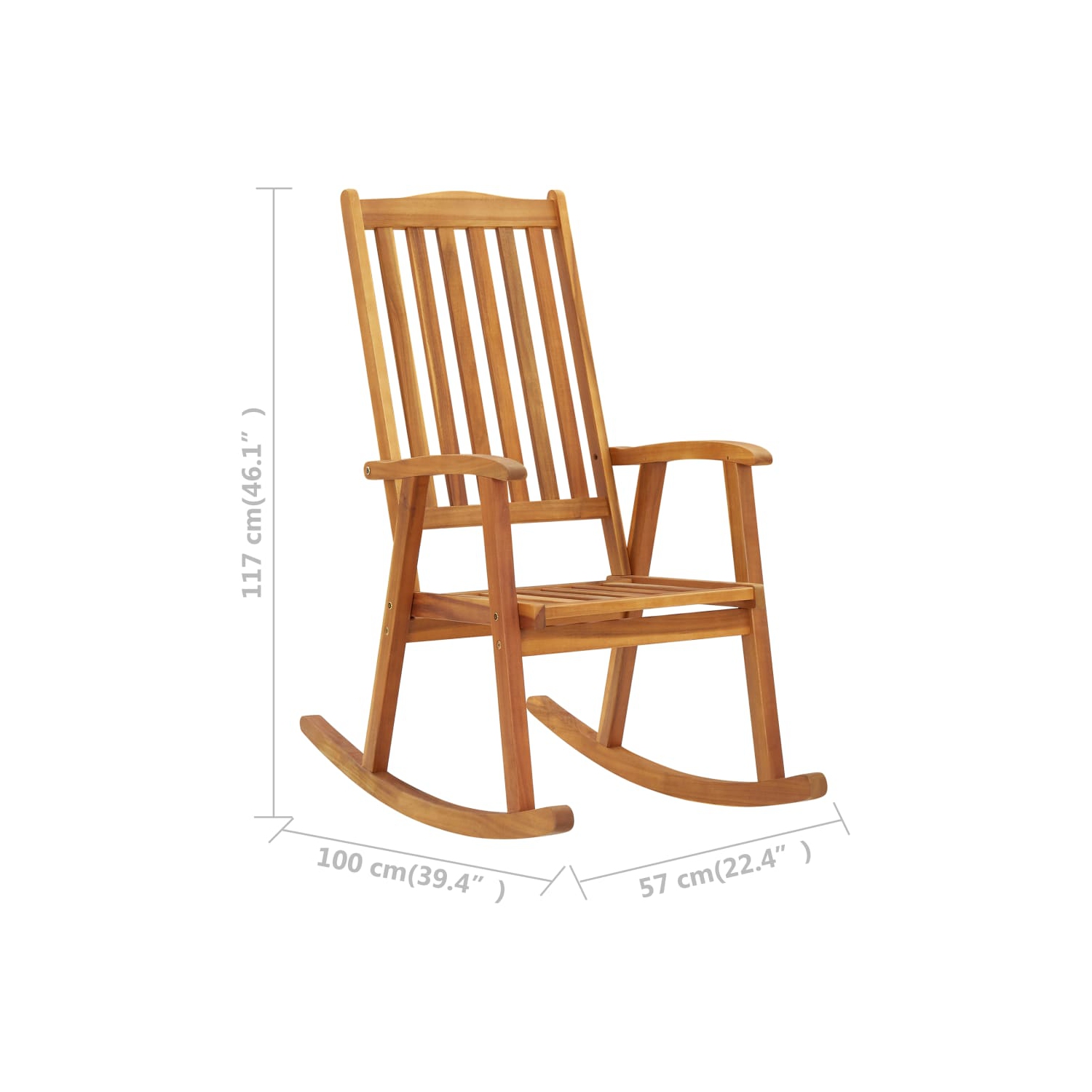 Chaise berçante VidaXL avec coussins en bois d’acacia massif