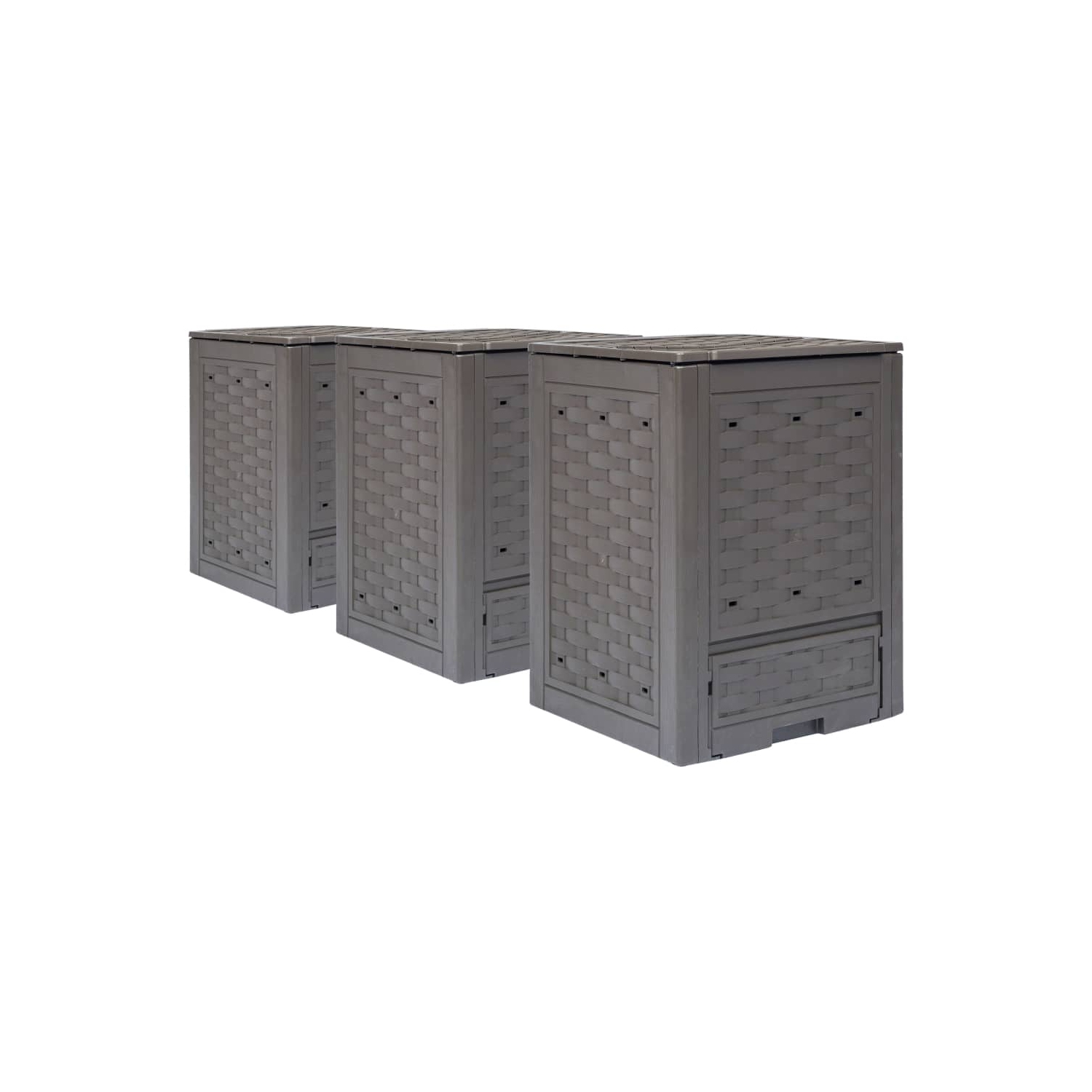 vidaXL Garden Composters 3 pcs Brown 23.6"x23.6"x32.7" 237.8 gal