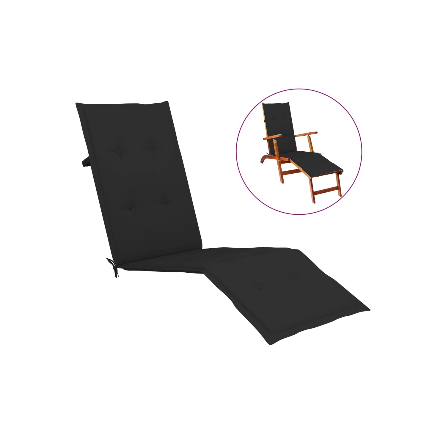 vidaXL Deck Chair Cushion Blackx19.7"x1.2"