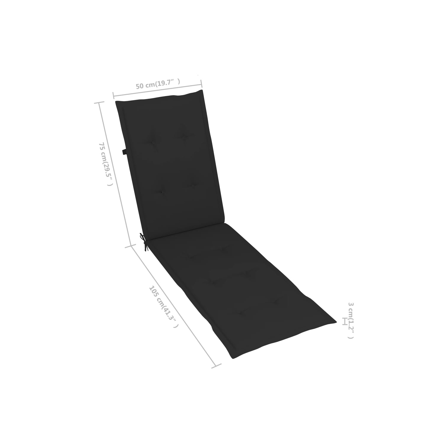 vidaXL Deck Chair Cushion Blackx19.7"x1.2"