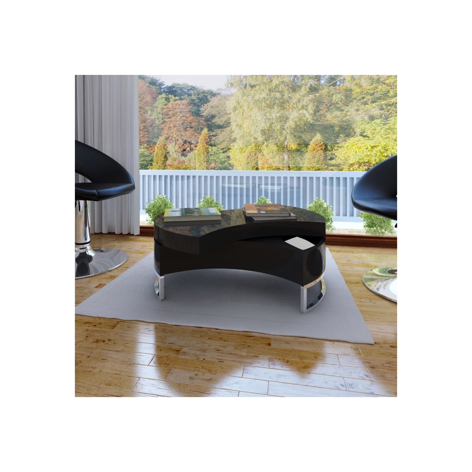 Table basse à hauteur réglable noir très lustré VidaXL