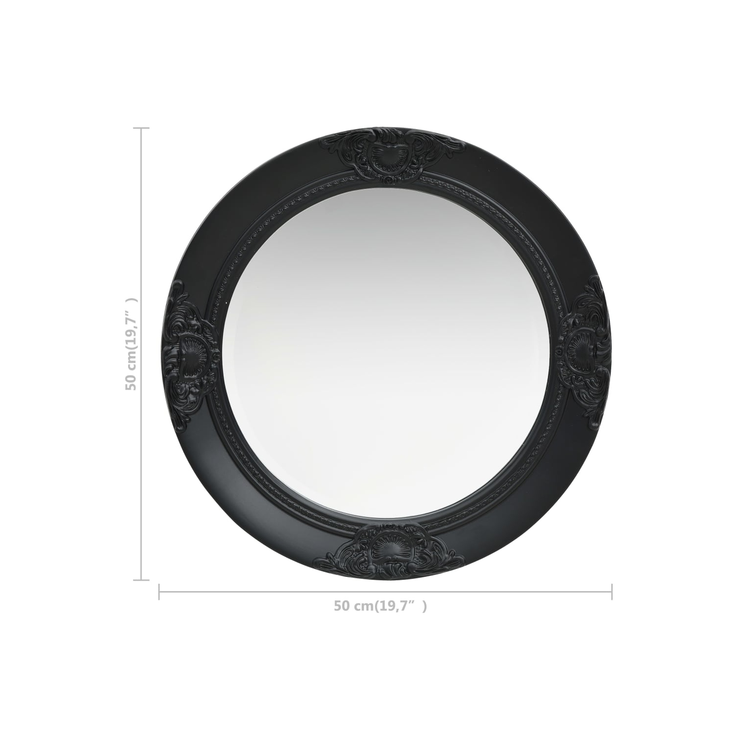 vidaXL Wall Mirror Baroque Style 19.7" Black