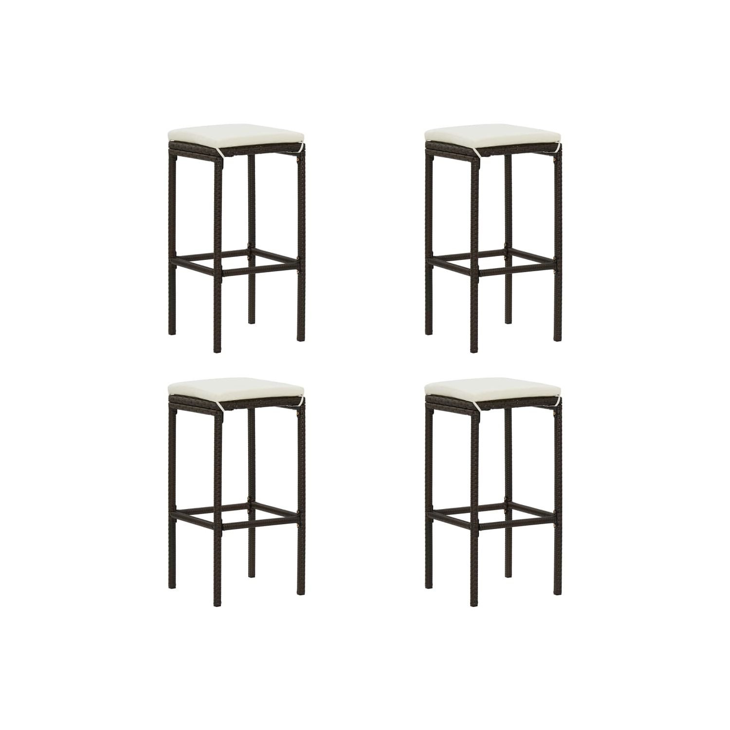 vidaXL 5 Piece Patio Bar Set with Cushions Poly Rattan Brown