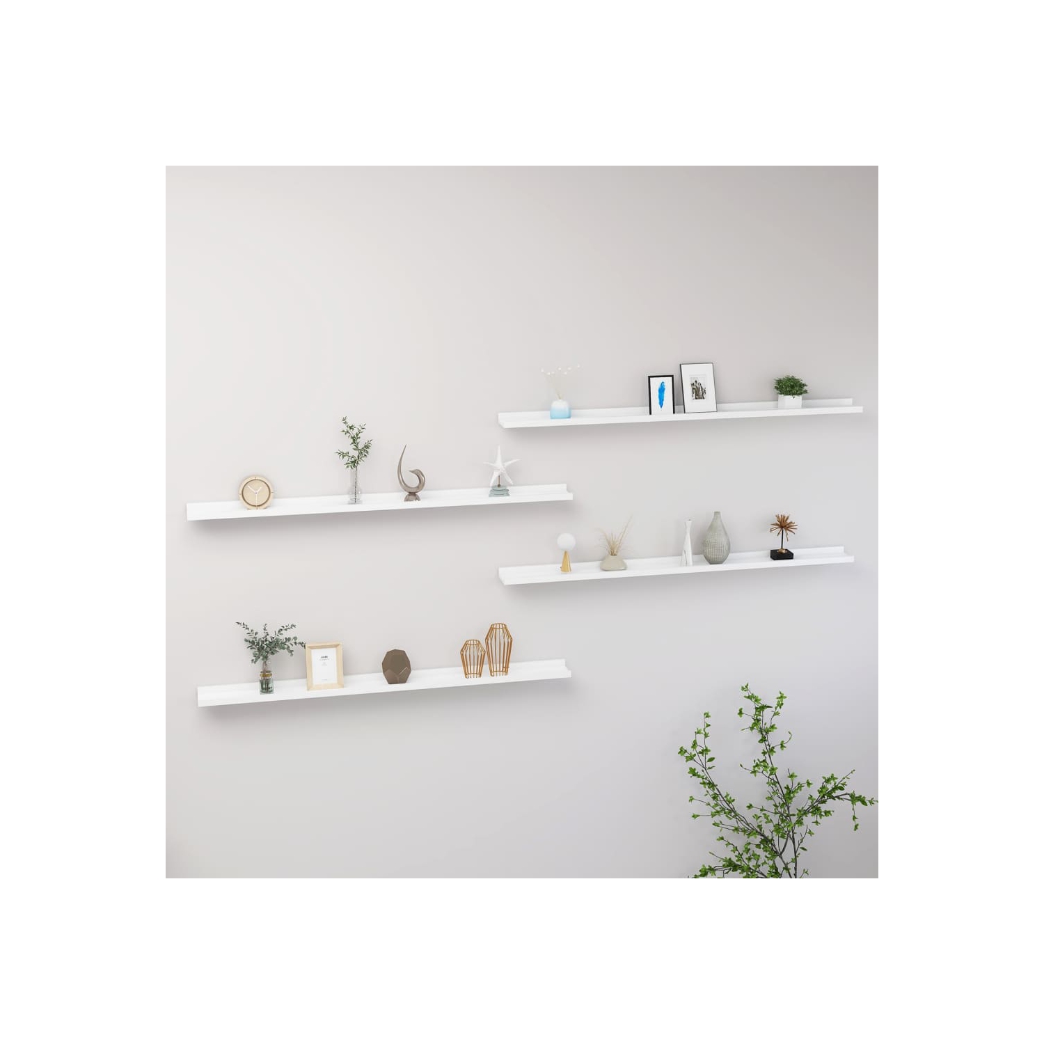 vidaXL Wall Shelves 4 pcs White 45.3"x3.5"x1.2"