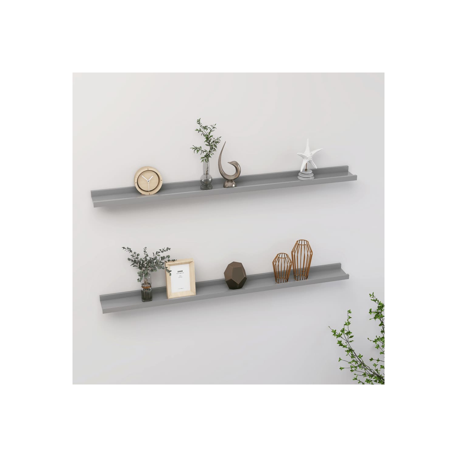 vidaXL Wall Shelves 2 pcs Gray 39.4"x3.5"x1.2"