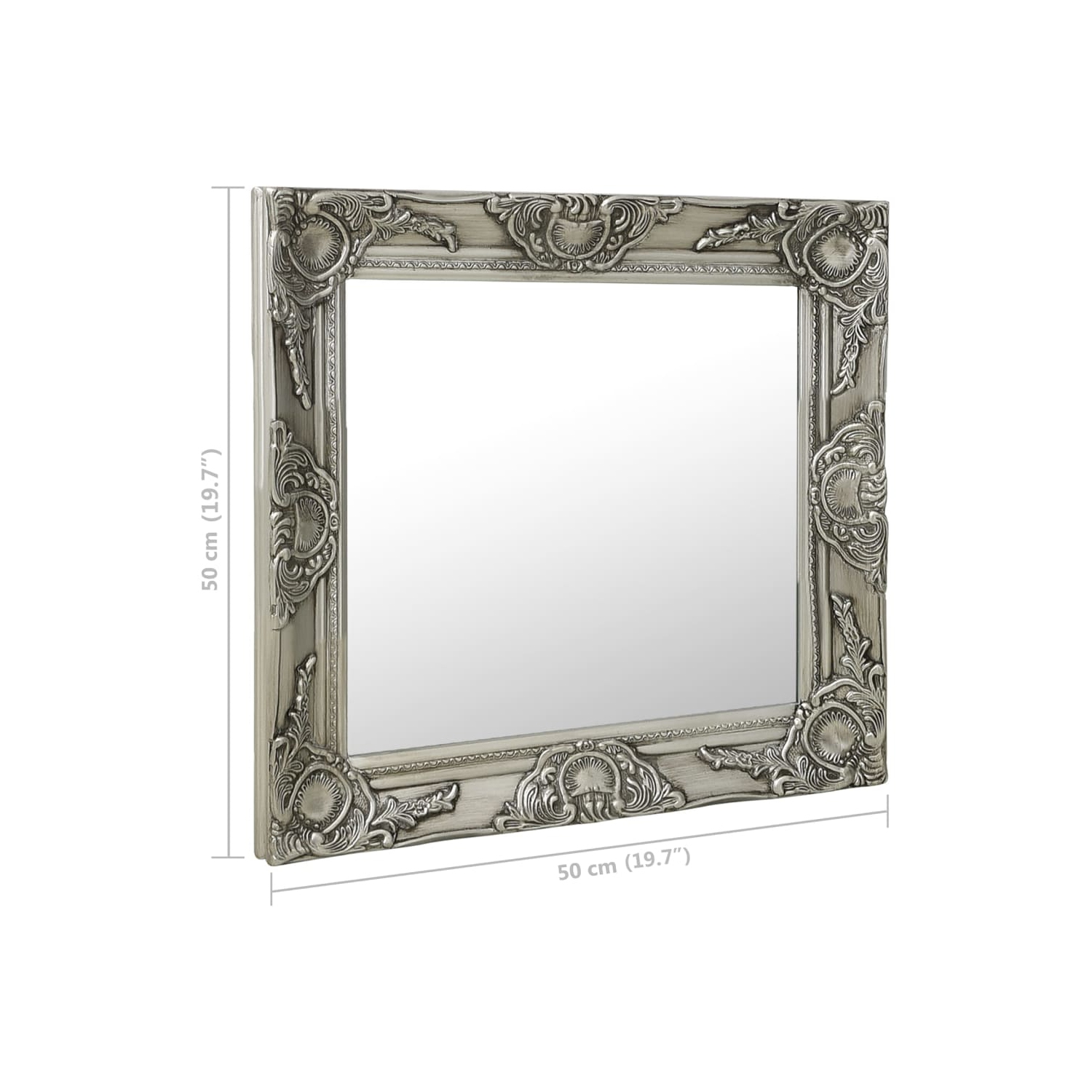 vidaXL Wall Mirror Baroque Style 19.7"x19.7" Silver