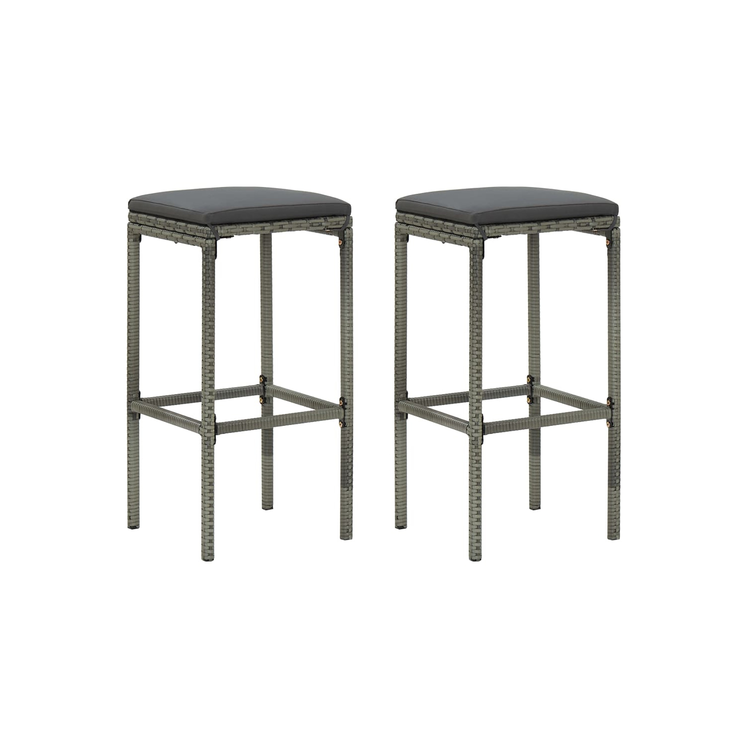 vidaXL 3 Piece Patio Bar Set with Cushions Poly Rattan Gray