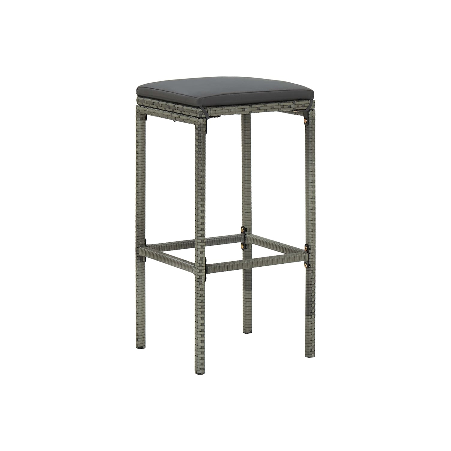 vidaXL 3 Piece Patio Bar Set with Cushions Poly Rattan Gray