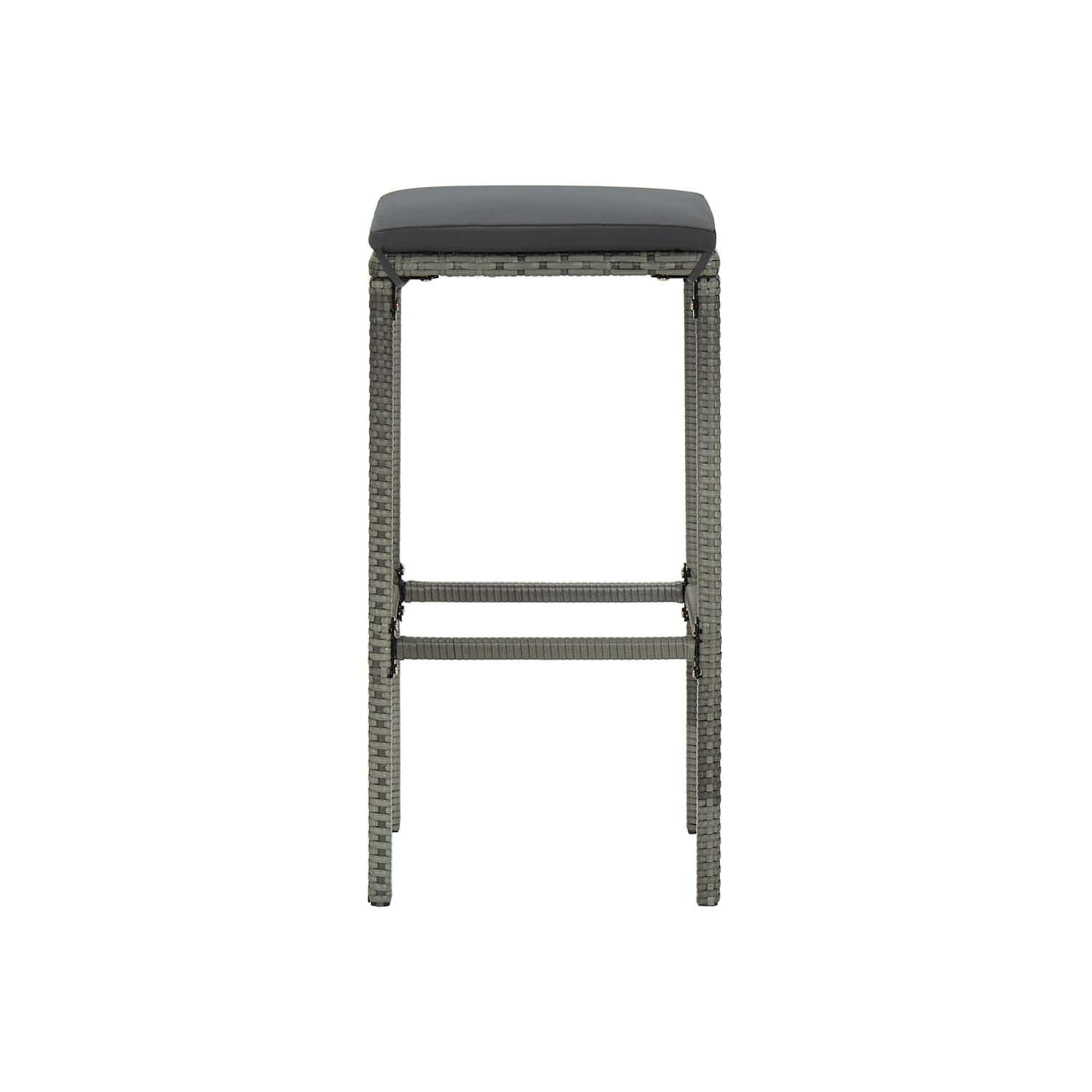 vidaXL 3 Piece Patio Bar Set with Cushions Poly Rattan Gray