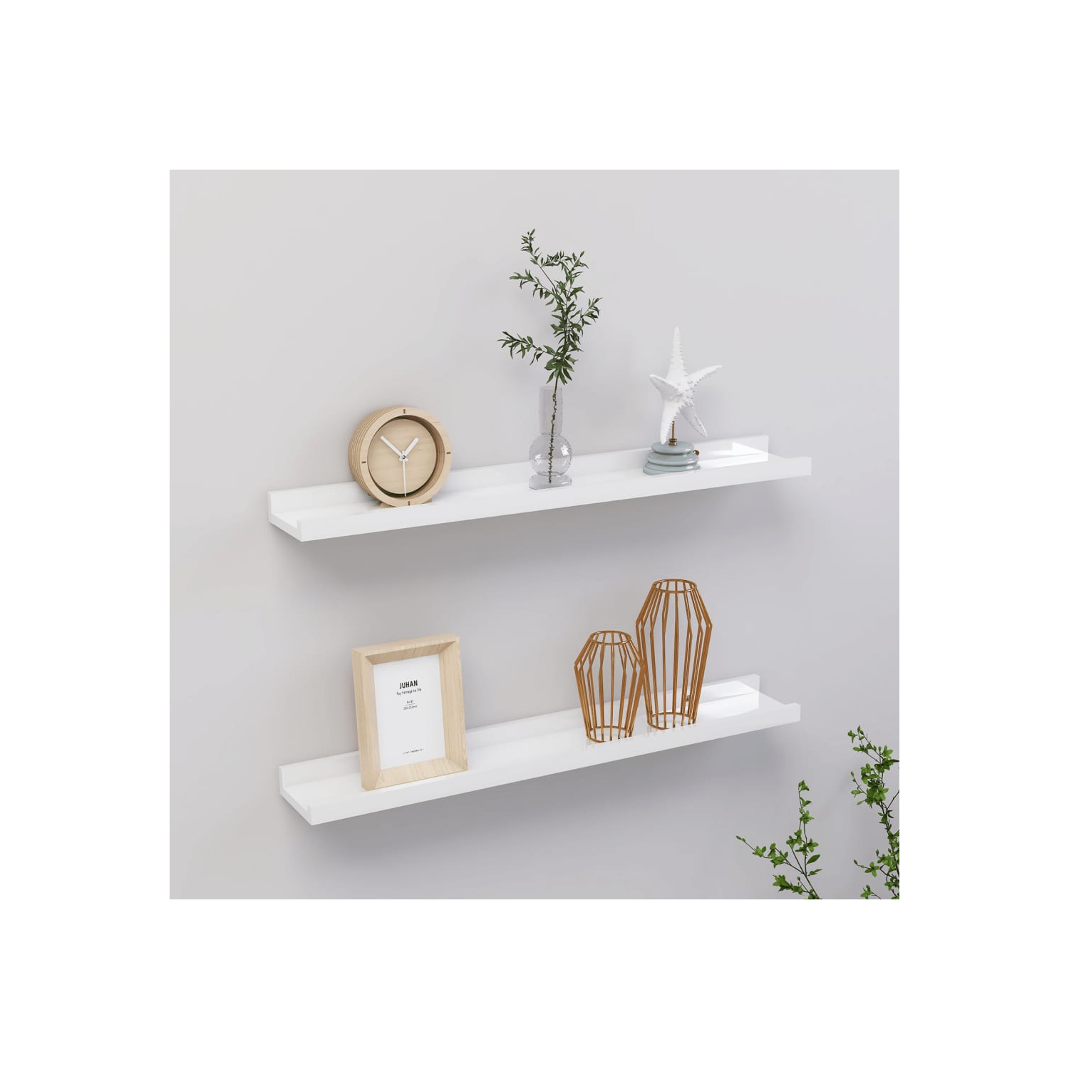 vidaXL Wall Shelves 2 pcs High Gloss White 23.6"x3.5"x1.2"