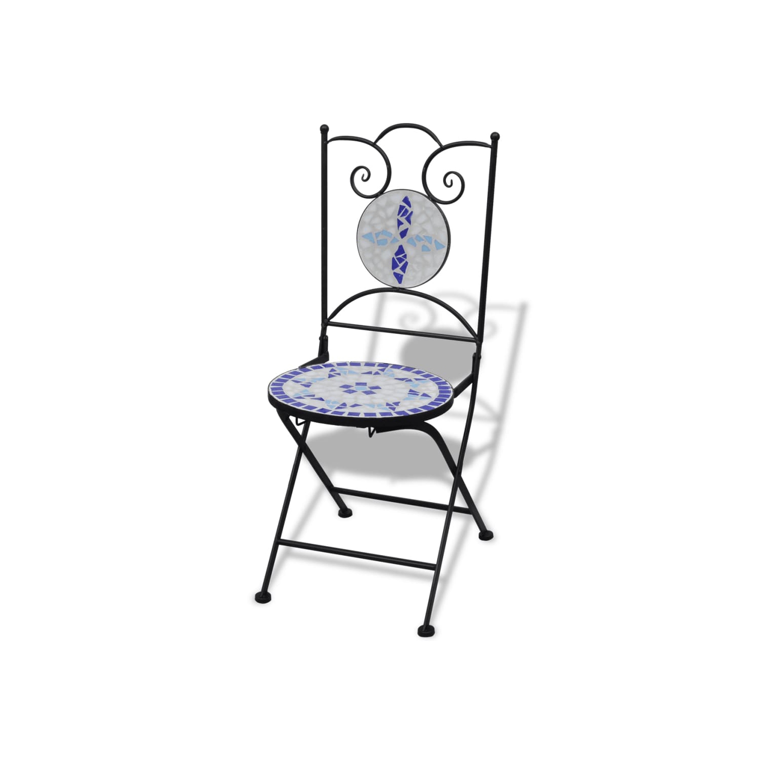 vidaXL Folding Bistro Chairs 2 pcs Ceramic Blue and White