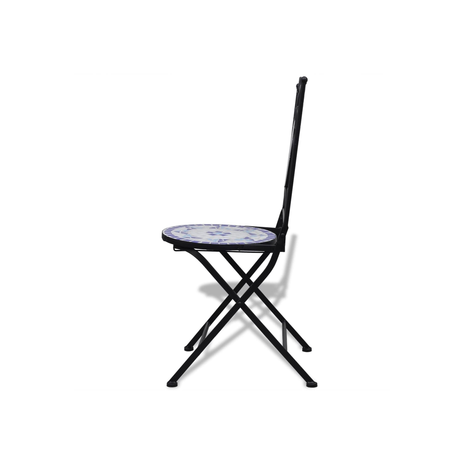 vidaXL Folding Bistro Chairs 2 pcs Ceramic Blue and White